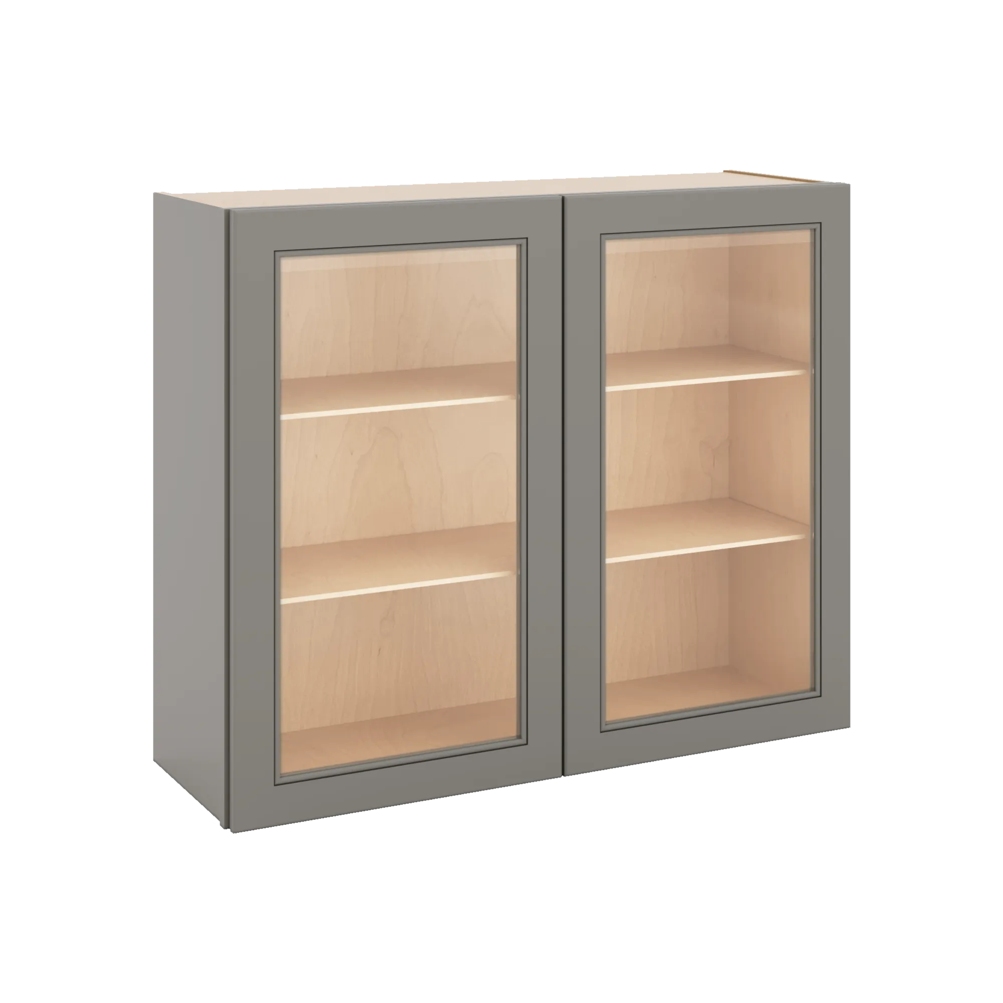J&K Greige K3 Wall Glass Cabinet - 36" W x 30" H (No Glass Insert)