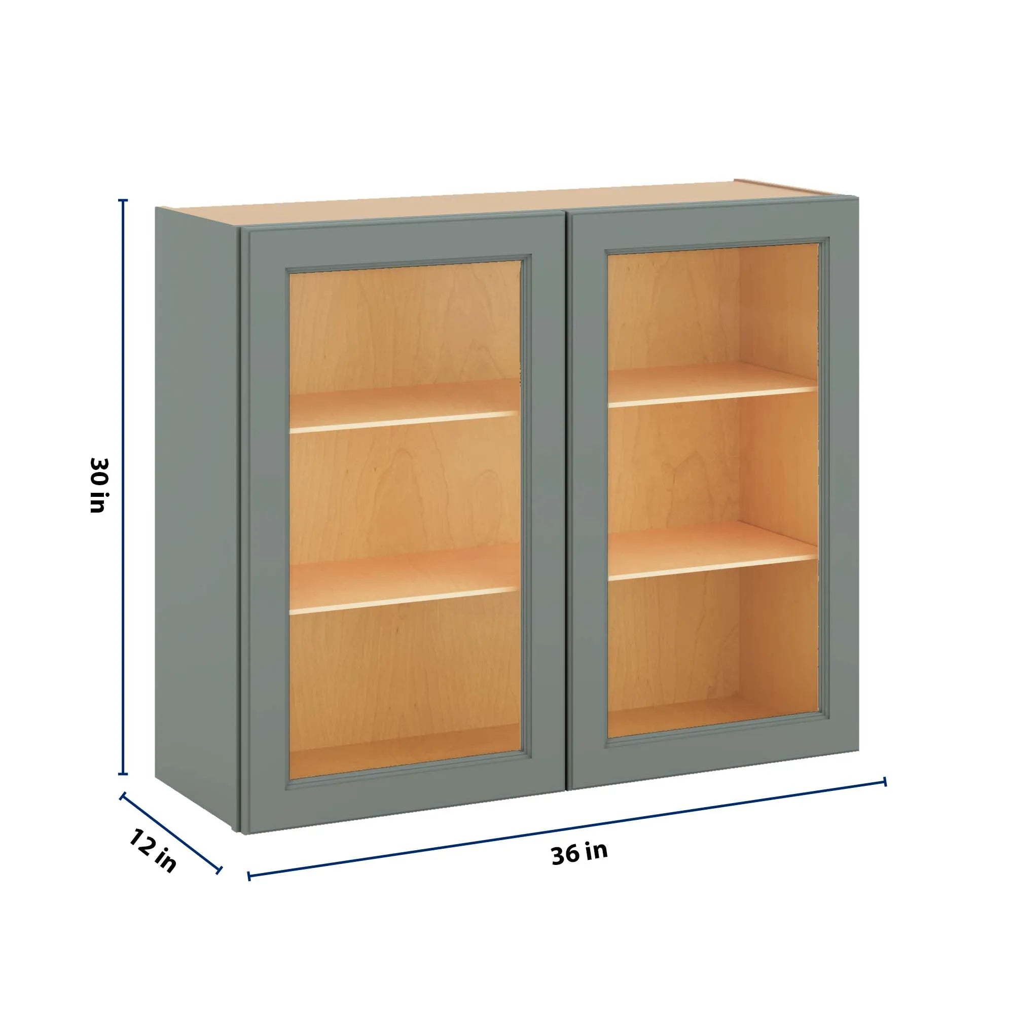 J&K Sage E3 Wall Glass Cabinet - 36" W x 30" H (No Glass Insert)