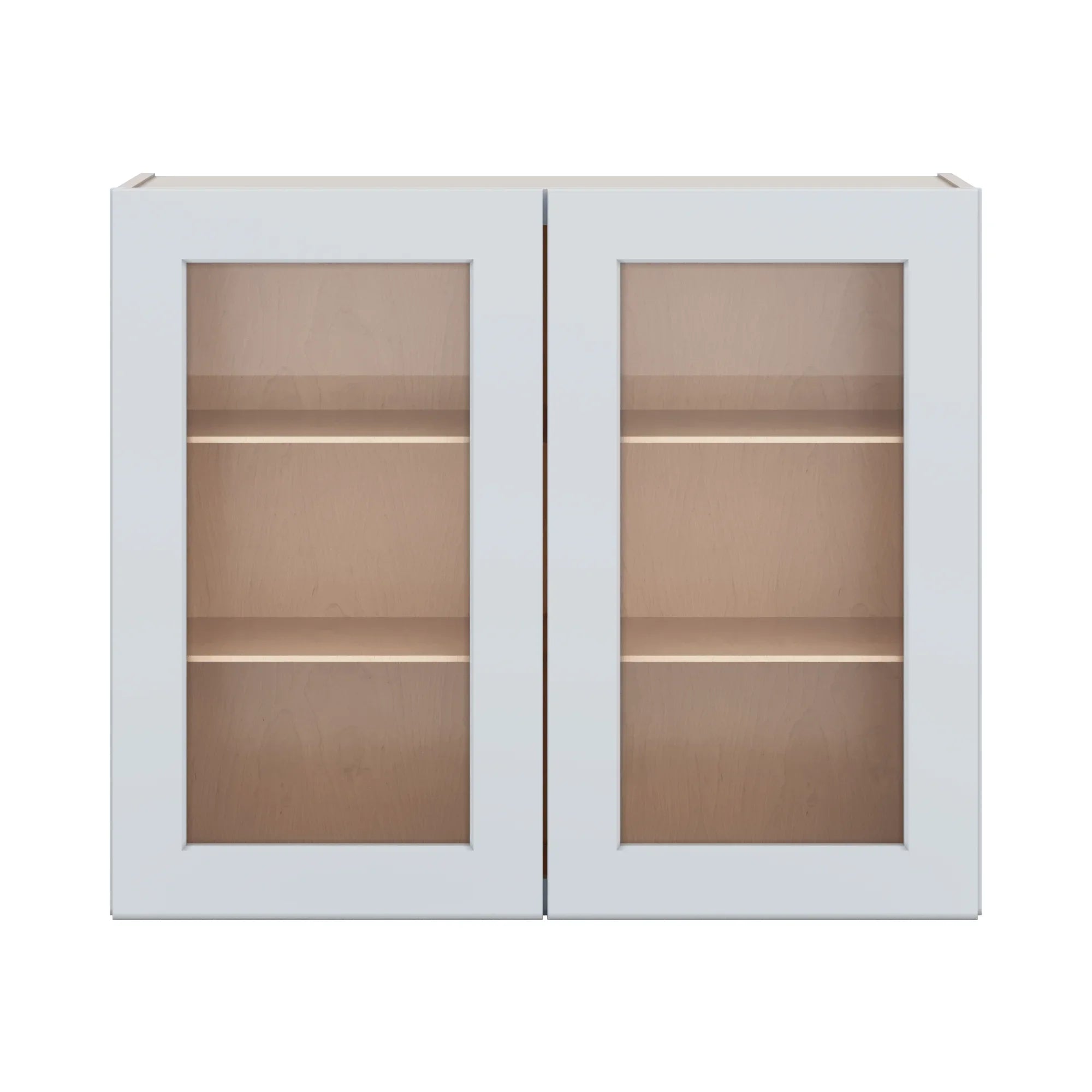 J&K White Shaker S8 Wall Glass Cabinet   36" W x 30" H (No Glass Insert)