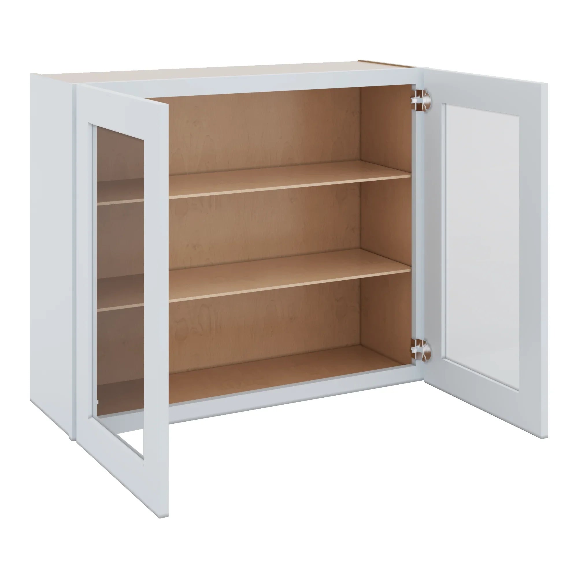 J&K White Shaker S8 Wall Glass Cabinet   36" W x 30" H (No Glass Insert)