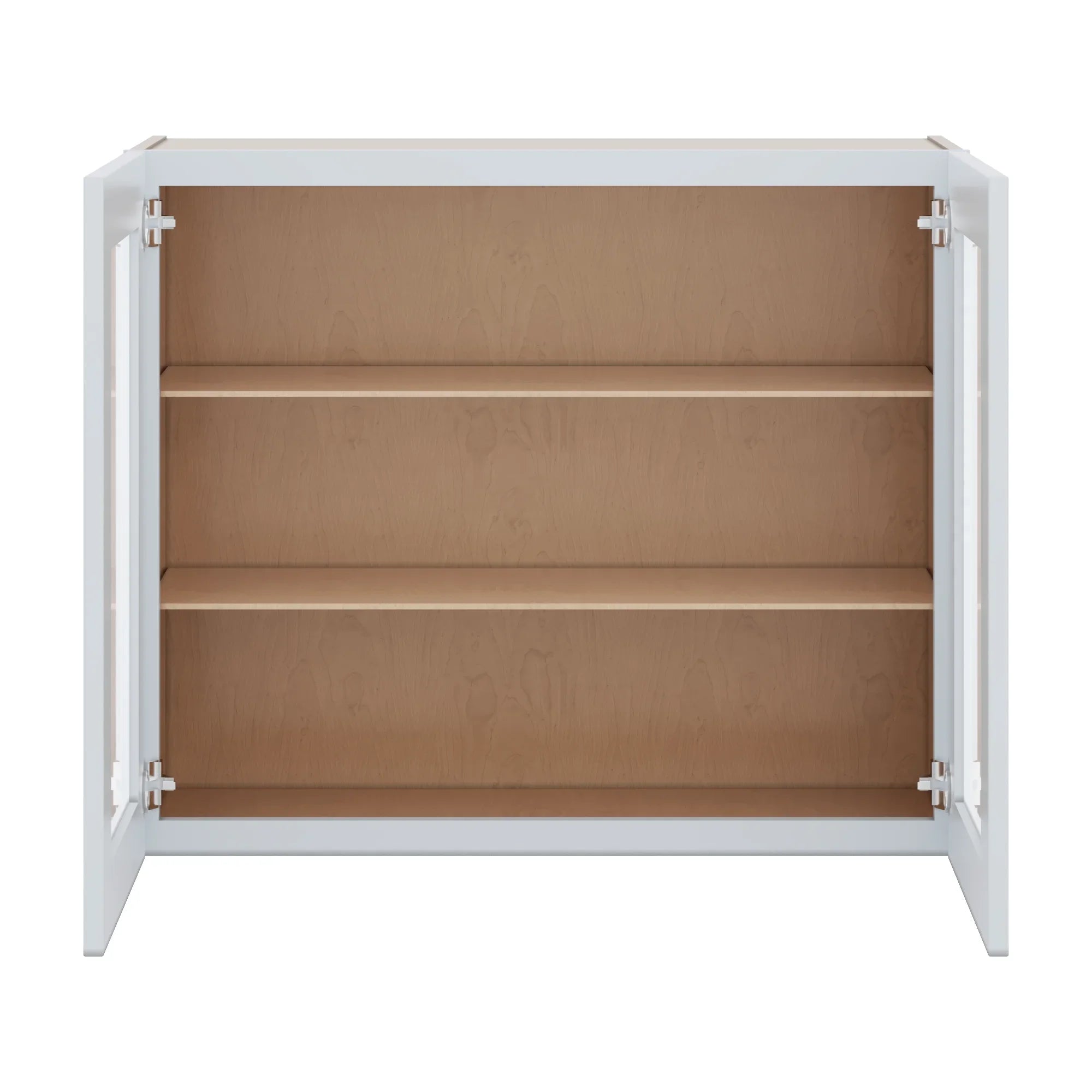 J&K White Shaker S8 Wall Glass Cabinet   36" W x 30" H (No Glass Insert)