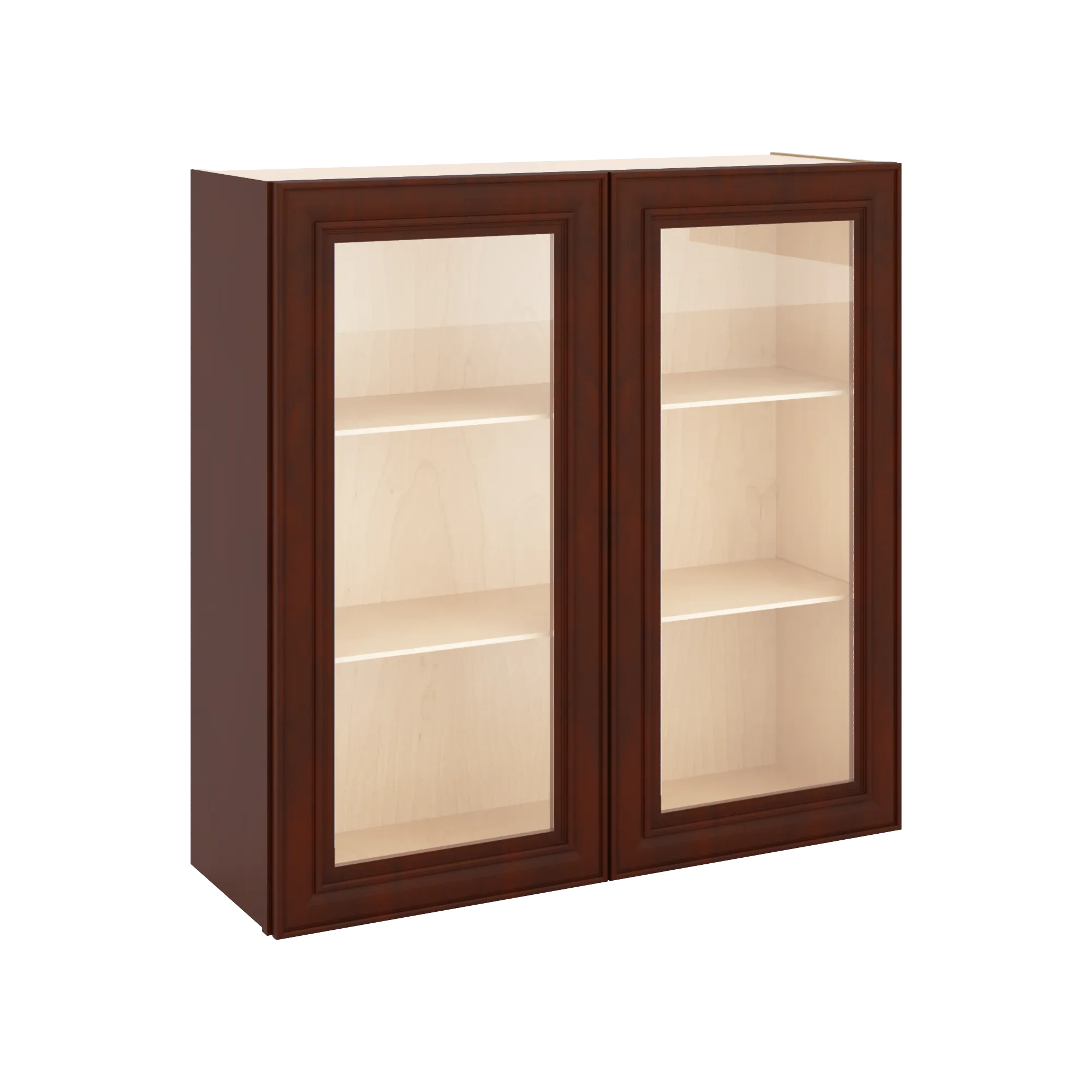 J&K Mahogany J5 Wall Glass Cabinet - 36" W x 36" H (No Glass Insert)