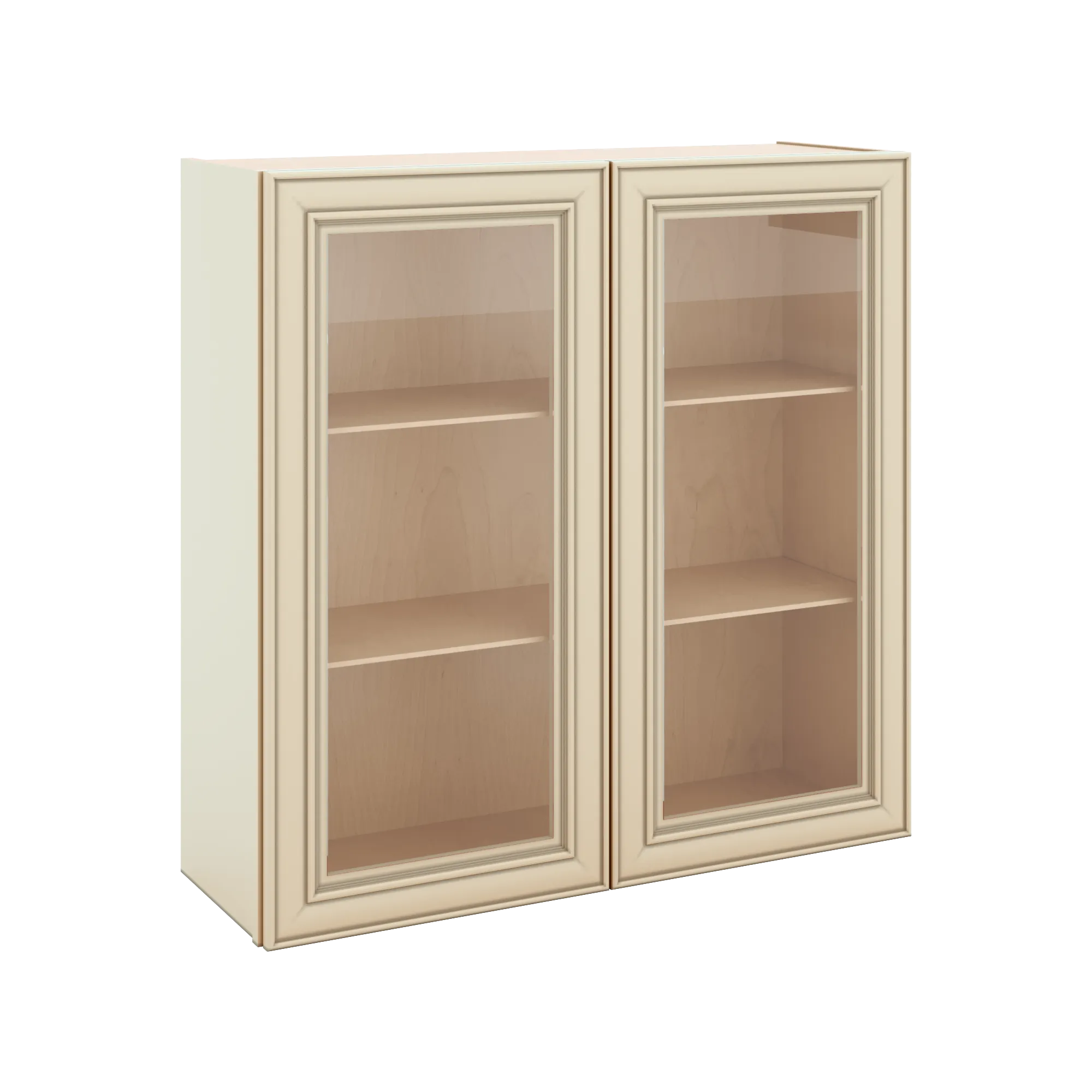 J&K Creme Glazed A7 Wall Glass Cabinet - 36" W x 36" H (No Glass Insert)