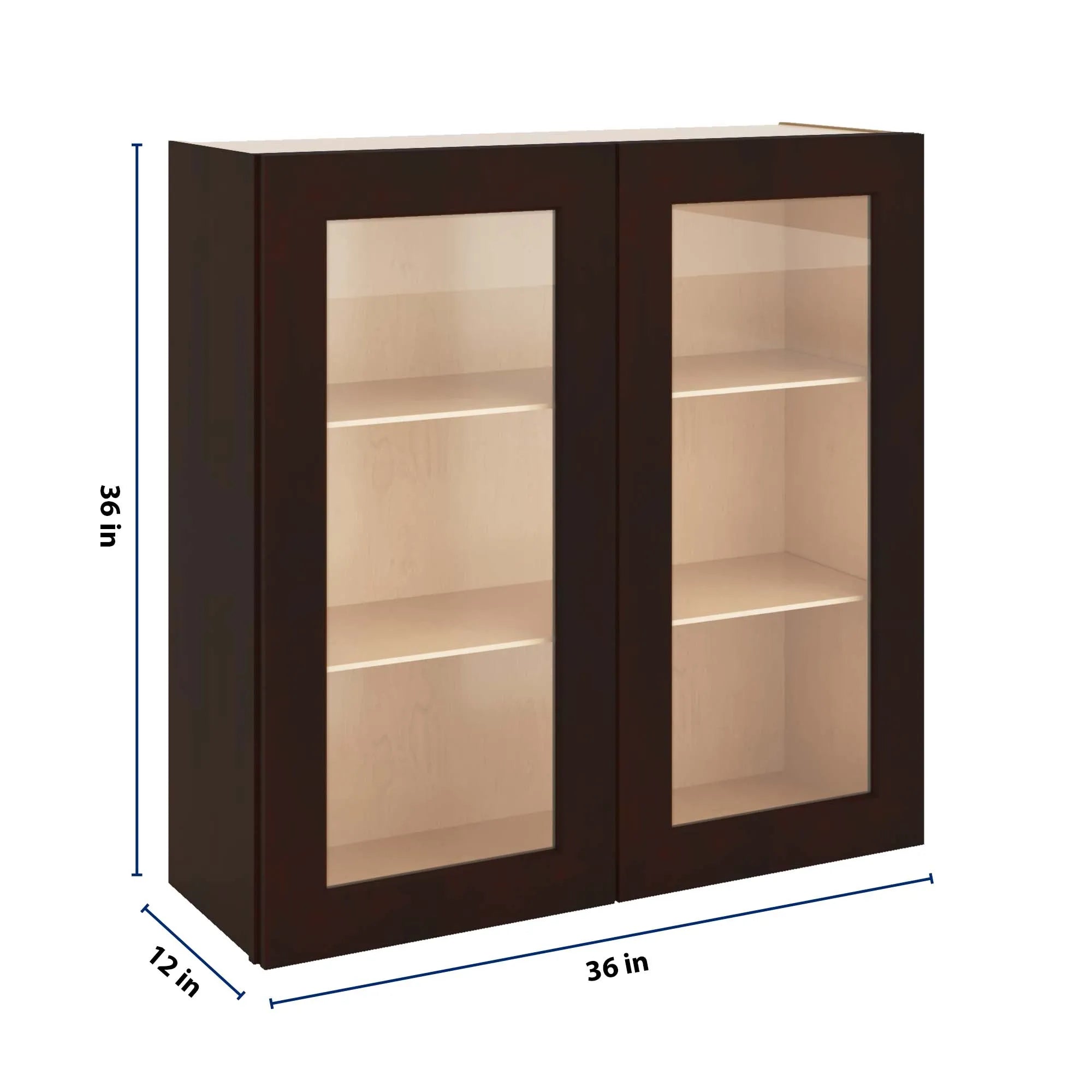 J&K Java Coffee S1 Wall Glass Cabinet - 36" W x 36" H (No Glass Insert)
