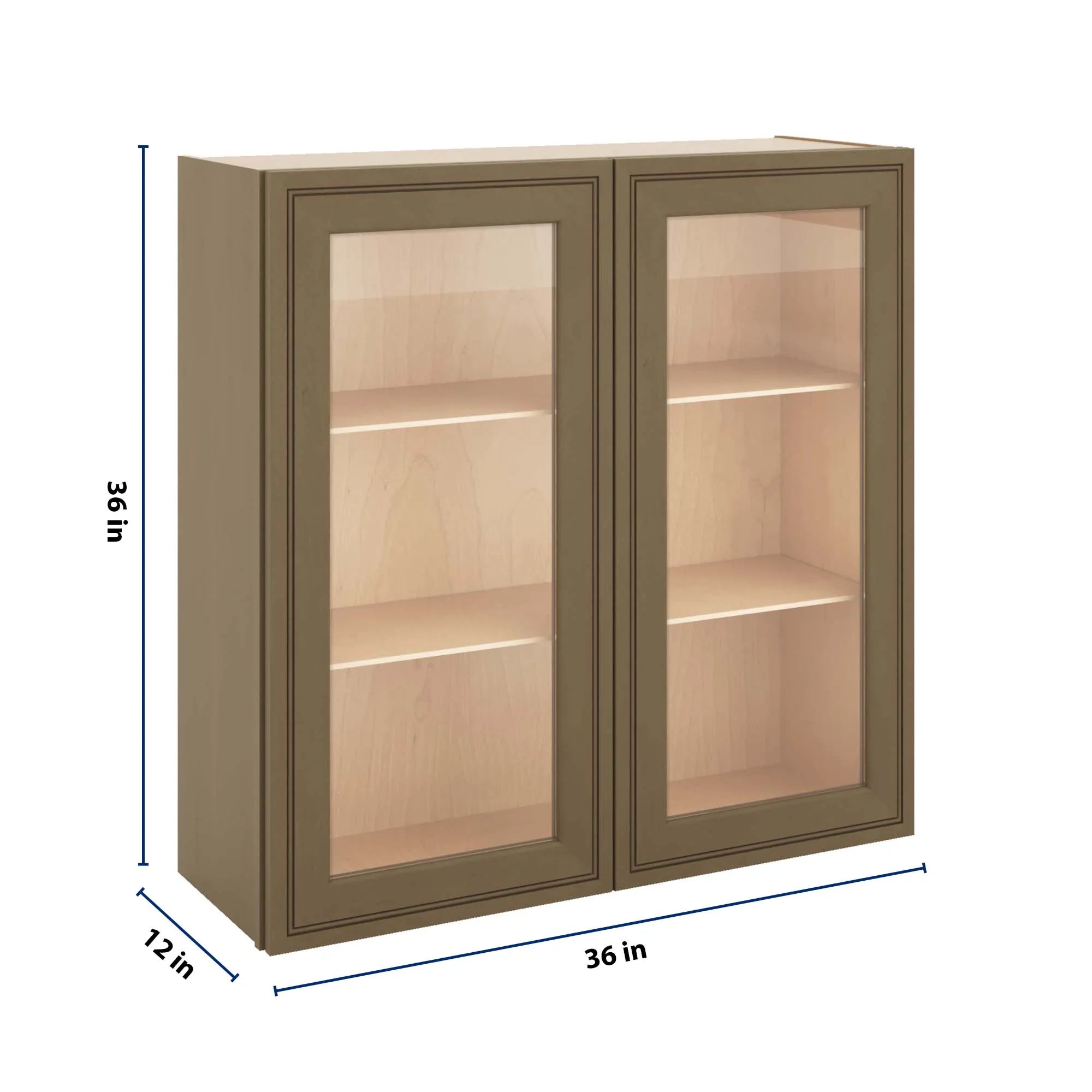 J&K Hazel H8 Wall Glass Cabinet - 36" W x 36" H (No Glass Insert)