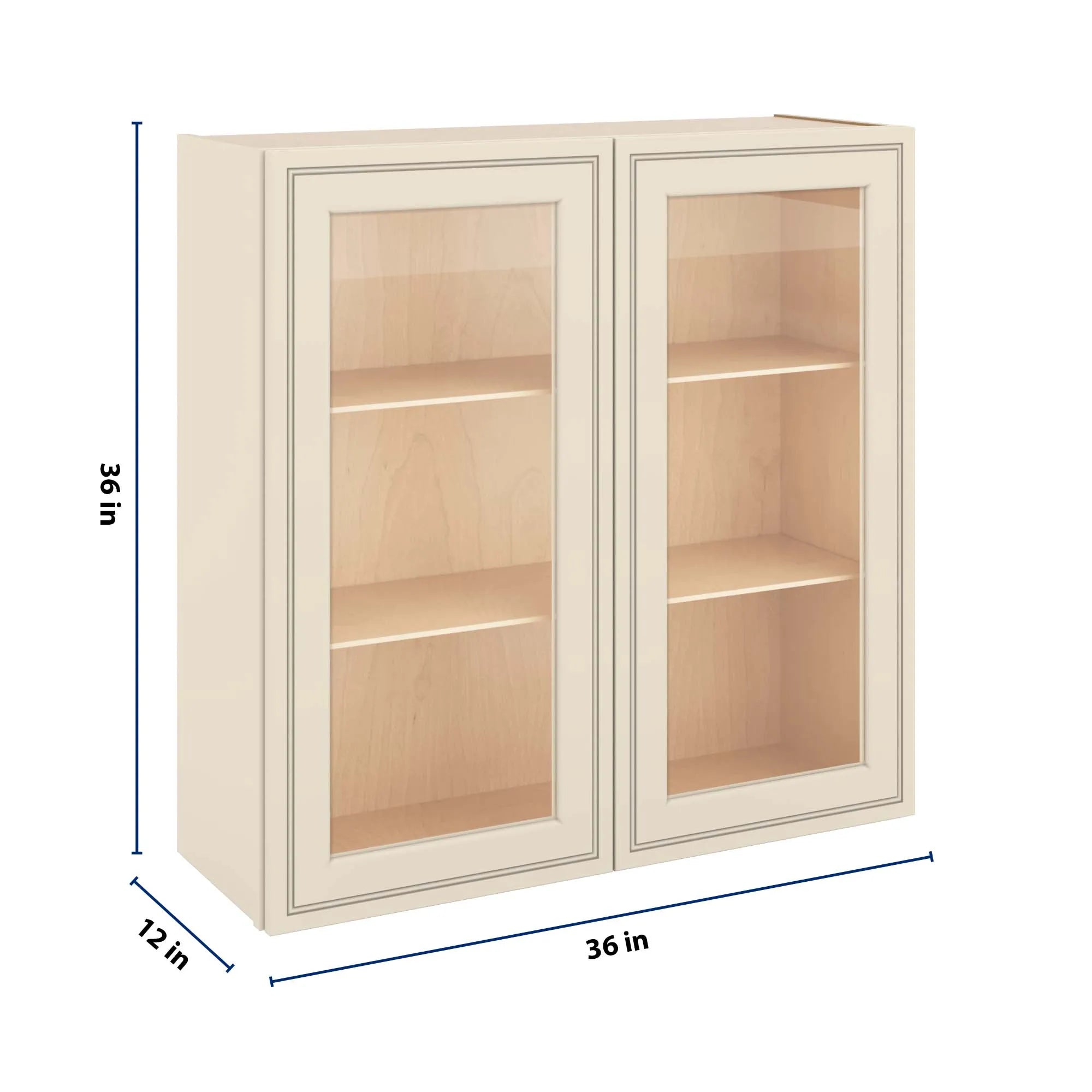 J&K Pearl Glazed H9 Wall Glass Cabinet - 36" W x 36" H (No Glass Insert)