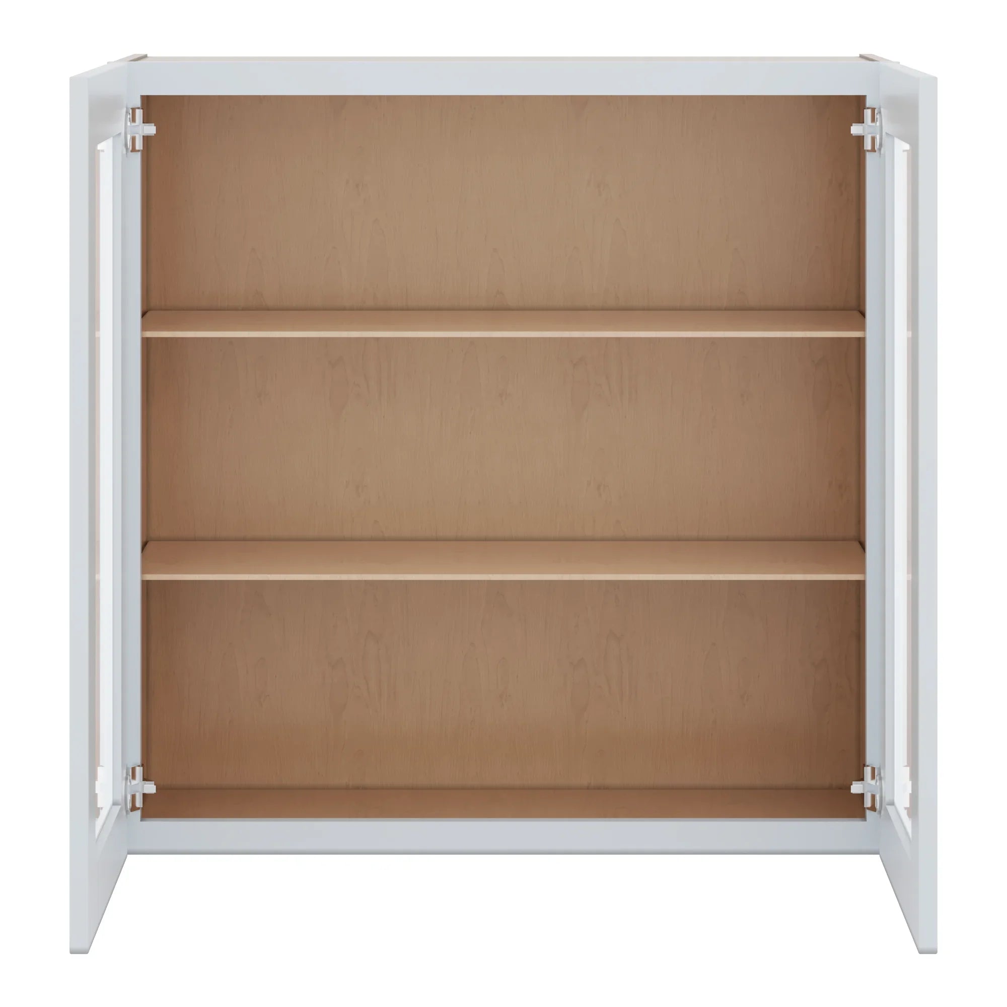 J&K White Shaker S8 Wall Glass Cabinet   36" W x 36" H (No Glass Insert)