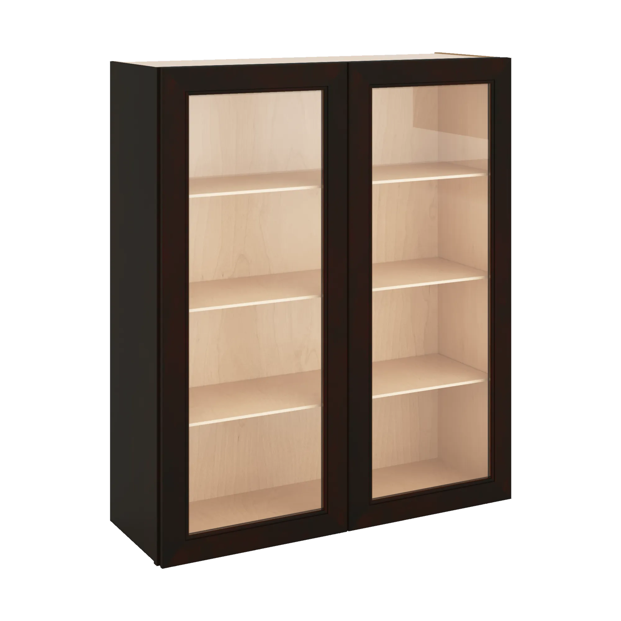 J&K Espresso K8 Wall Glass Cabinet - 36" W x 42" H (No Glass Insert)