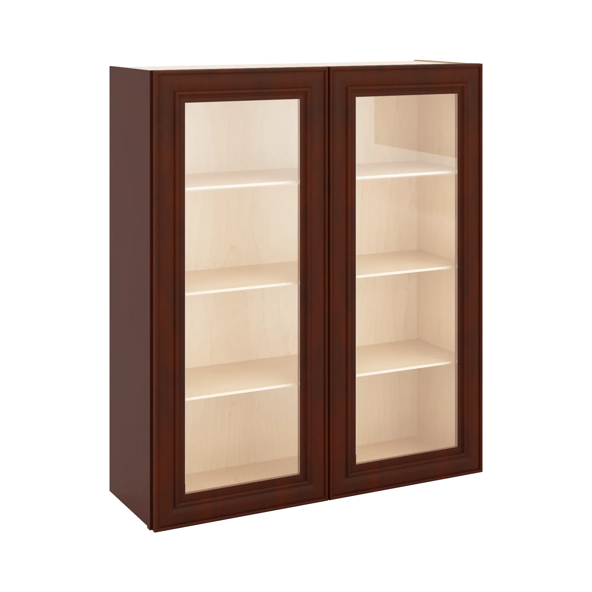 J&K Mahogany J5 Wall Glass Cabinet - 36" W x 42" H (No Glass Insert)