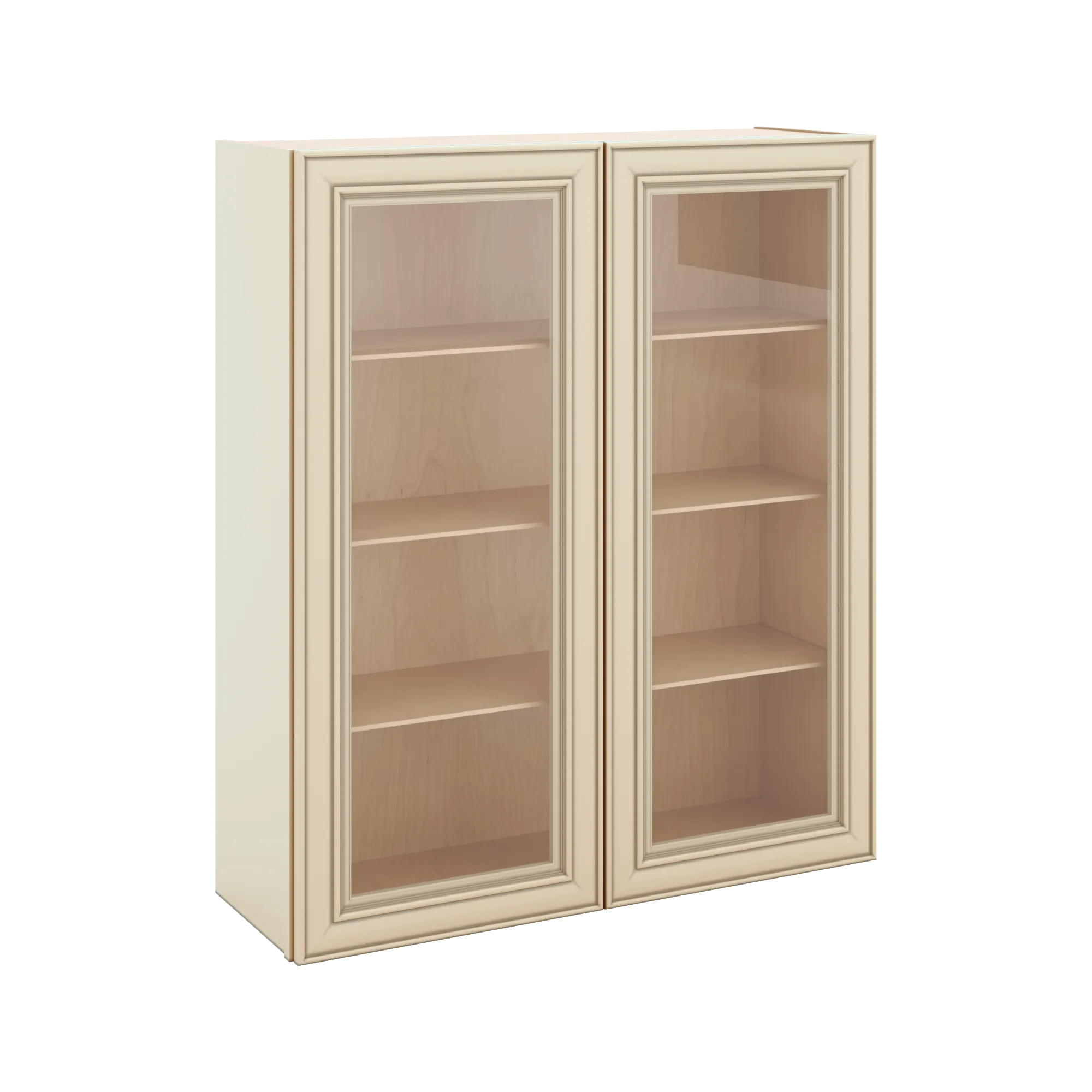 J&K Creme Glazed A7 Wall Glass Cabinet - 36" W x 42" H (No Glass Insert)