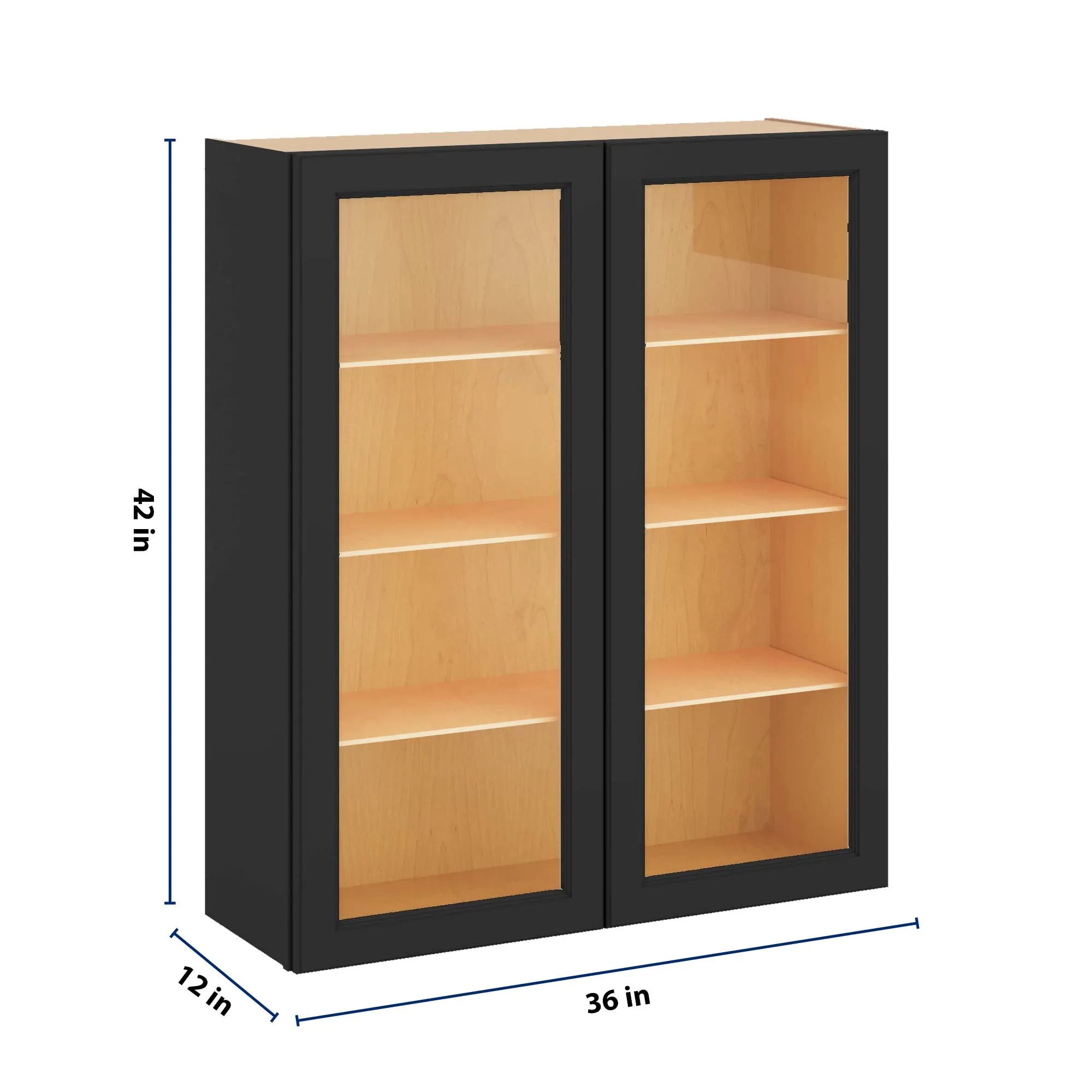 J&K Charcoal E2 Wall Glass Cabinet - 36" W x 42" H (No Glass Insert)