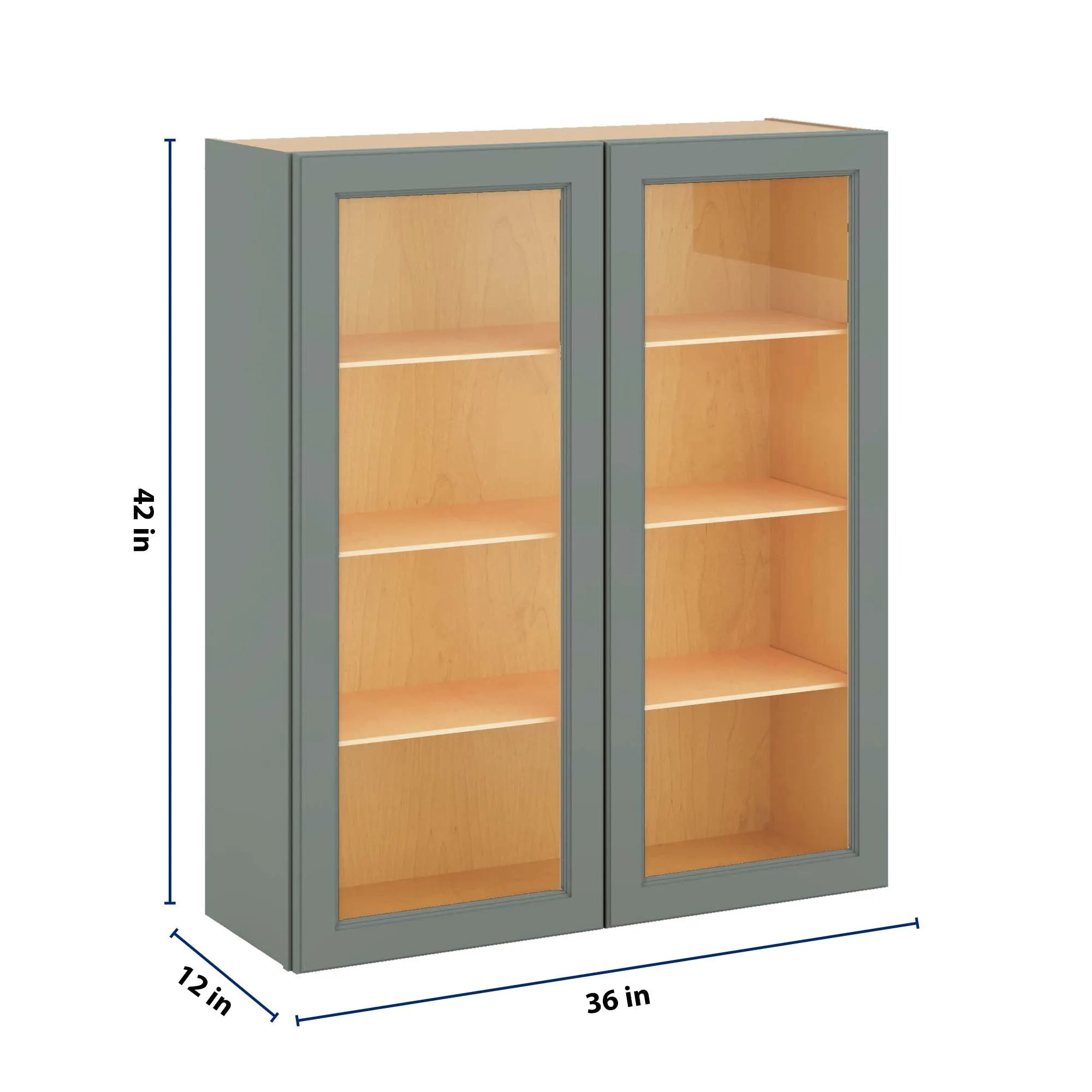 J&K Sage E3 Wall Glass Cabinet - 36" W x 42" H (No Glass Insert)