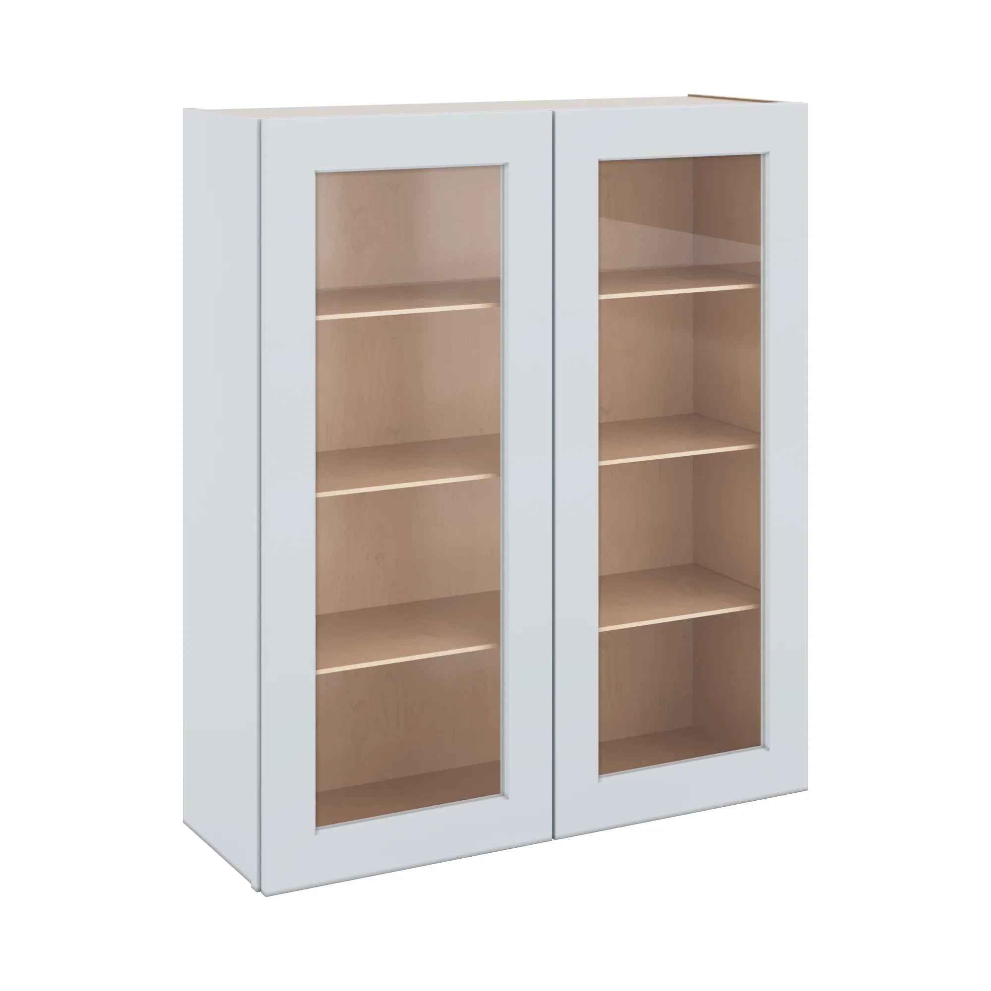 J&K White Shaker S8 Wall Glass Cabinet - 36" W x 42" H (No Glass Insert)