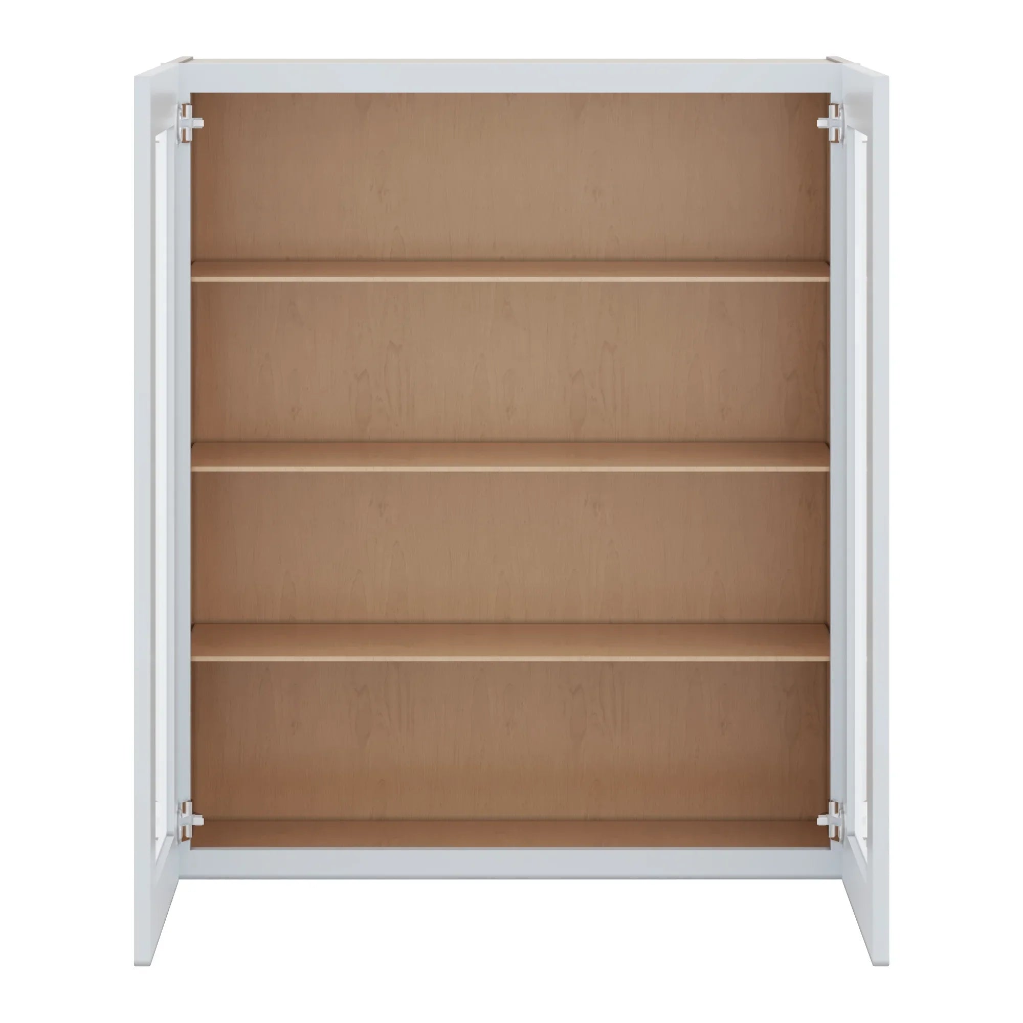 J&K White Shaker S8 Wall Glass Cabinet   36" W x 42" H (No Glass Insert)
