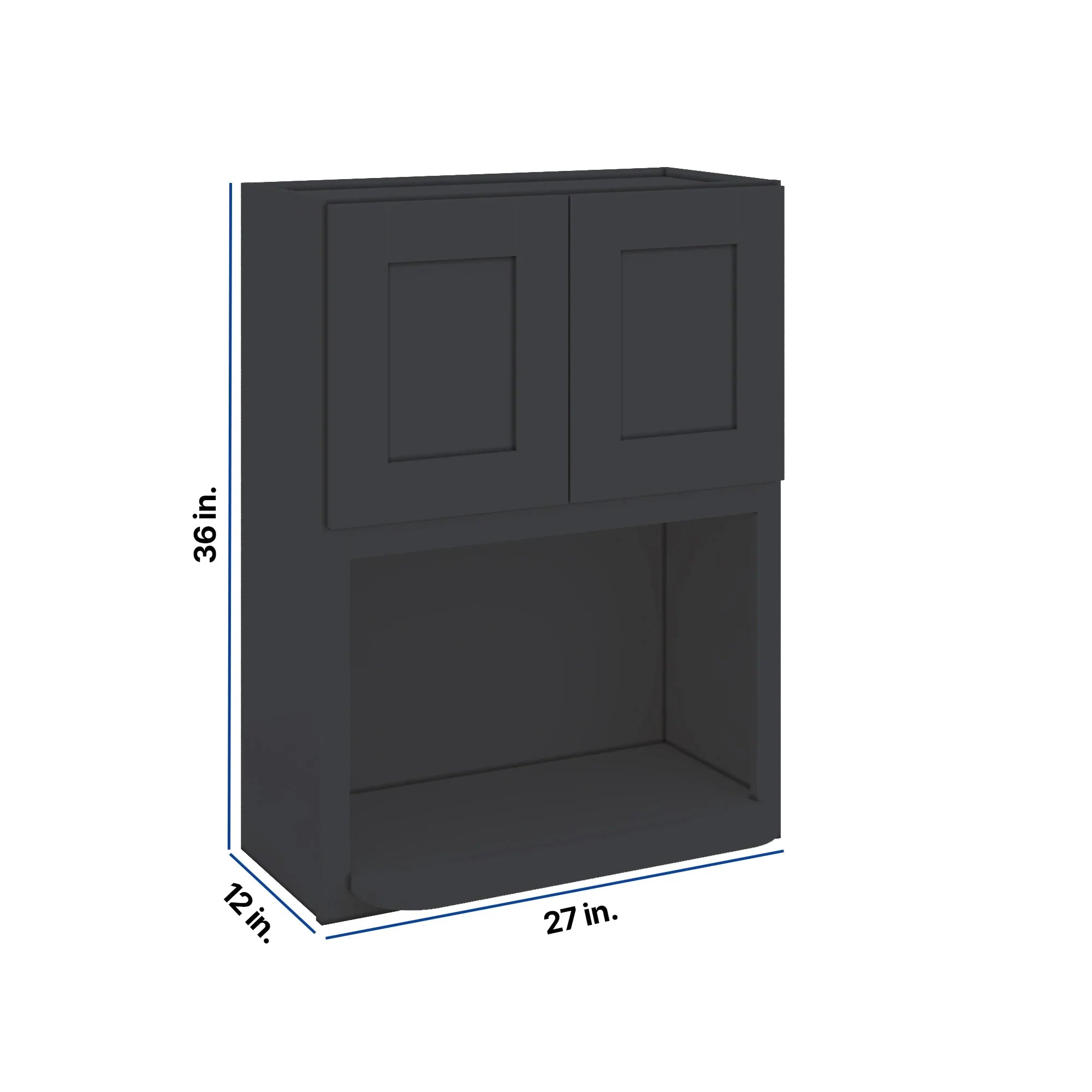 Modernform Cabinet Onyx Black Shaker 27" W X 36" H X 12" D Microwave w/Bottom Shelf