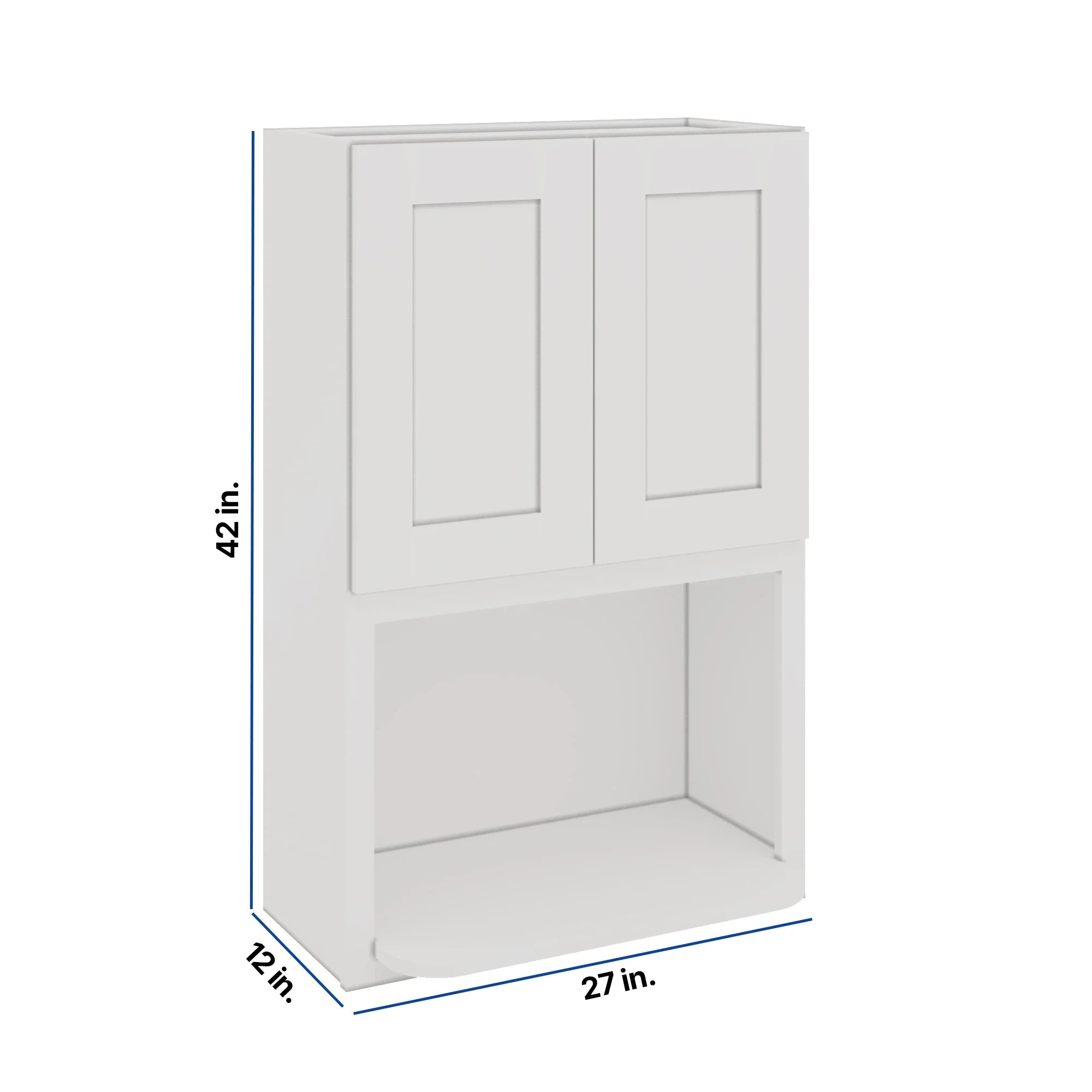 Modernform Cabinet White Shaker 27" W X 42" H X 12" D Microwave w/Bottom Shelf
