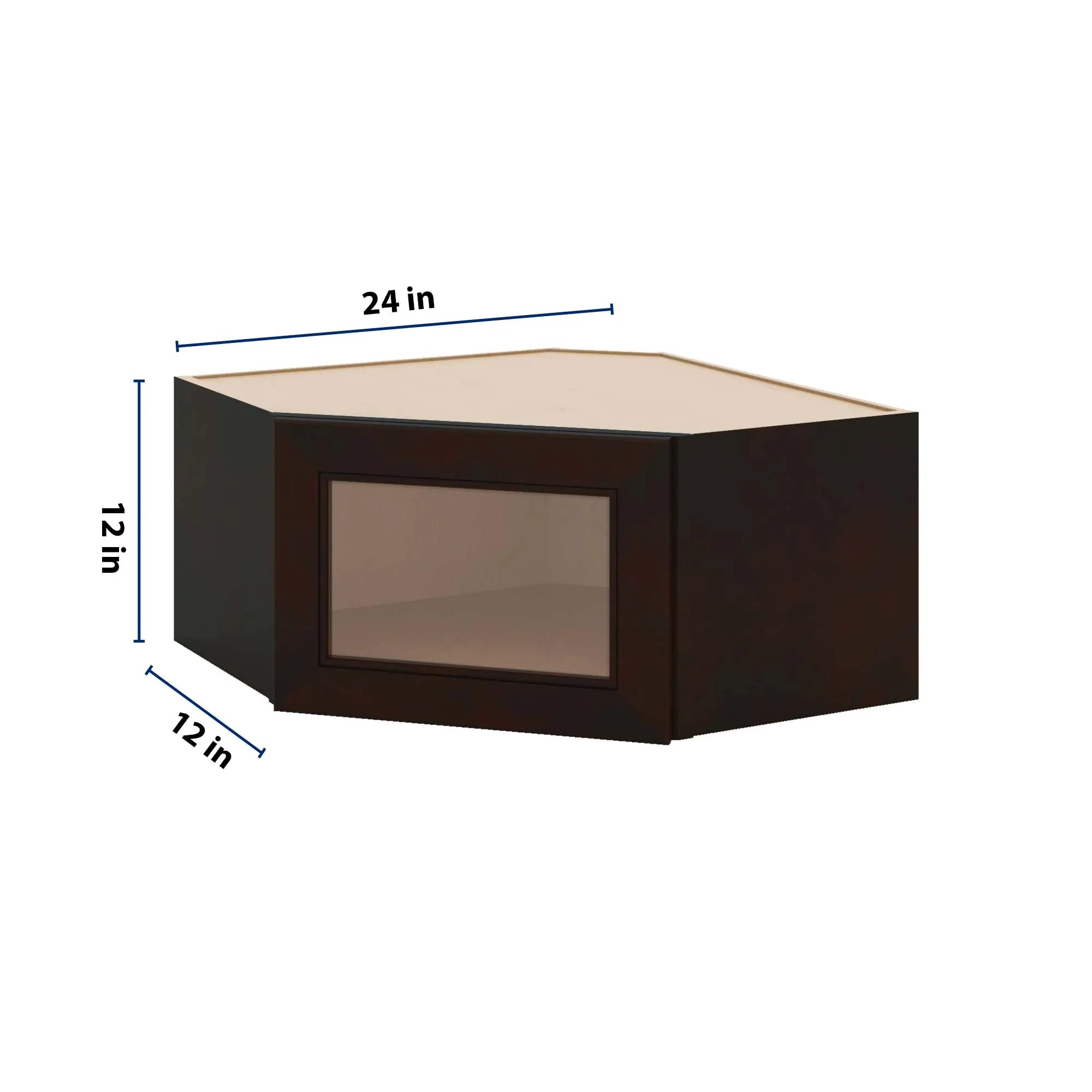 J&K Espresso K8 Wall Diagonal Glass Insert- 24" W x 12" H (No Glass Insert)