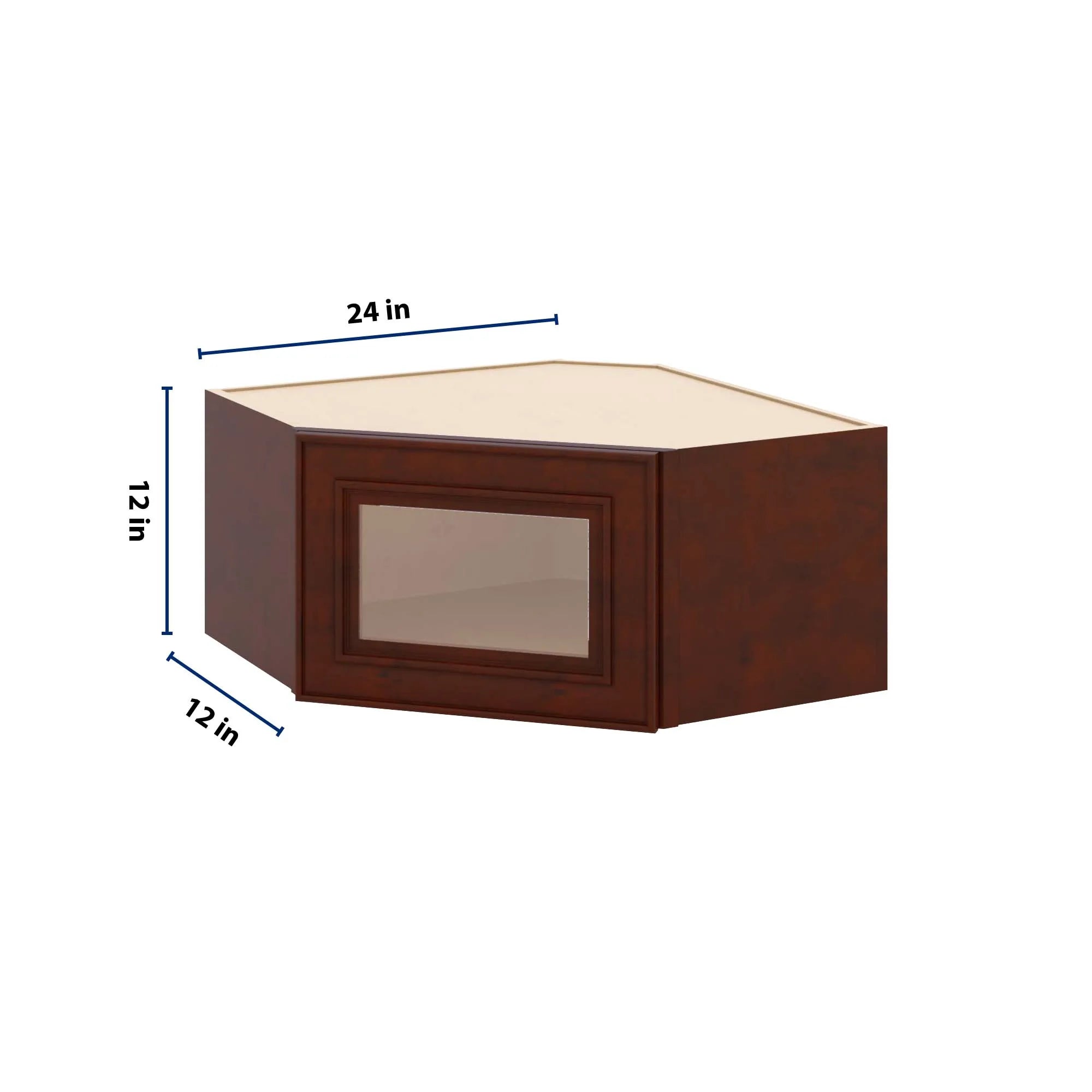 J&K Mahogany J5 Wall Diagonal Glass Insert- 24" W x 12" H (No Glass Insert)