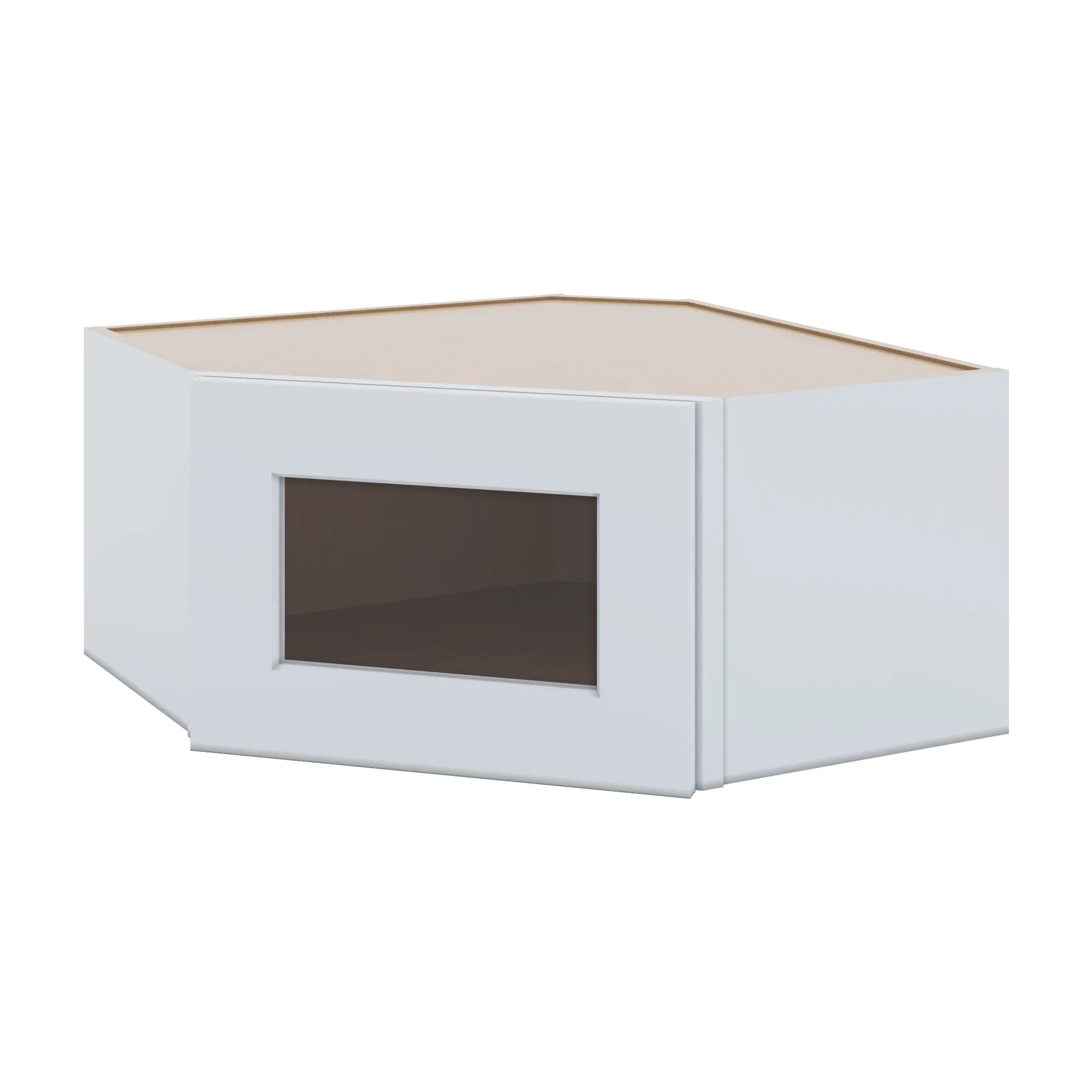 J&K White Shaker S8 Wall Diagonal Glass Insert- 24" W x 12" H (No Glass Insert)
