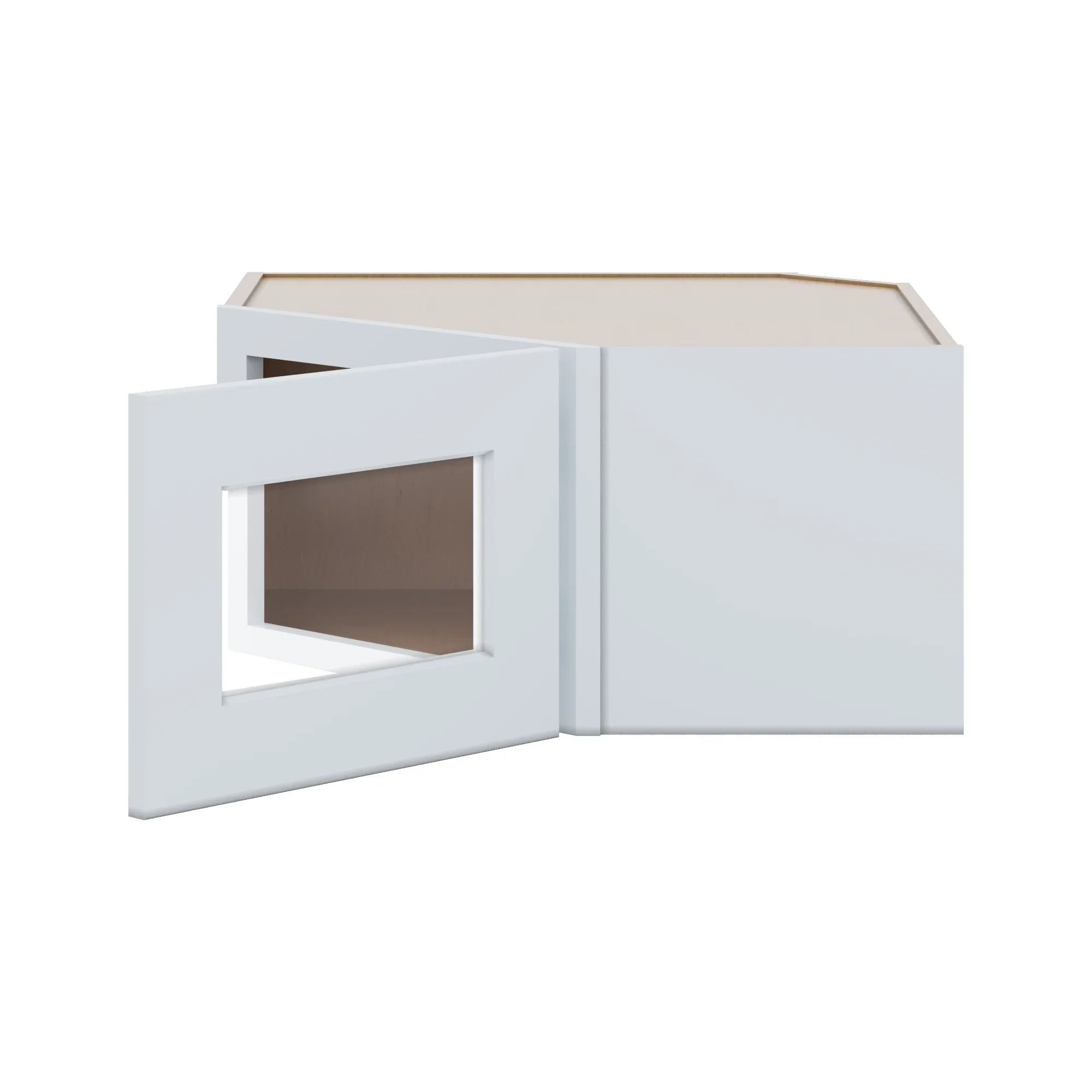 J&K White Shaker S8 Wall Diagonal Glass Insert  24" W x 12" H (No Glass Insert)