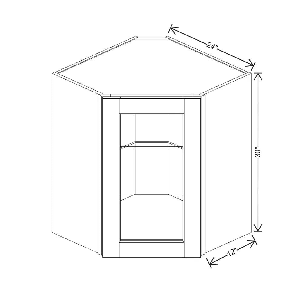 J&K Dove E1 Wall Diagonal Glass Insert- 24" W x 30" H (No Glass Insert)