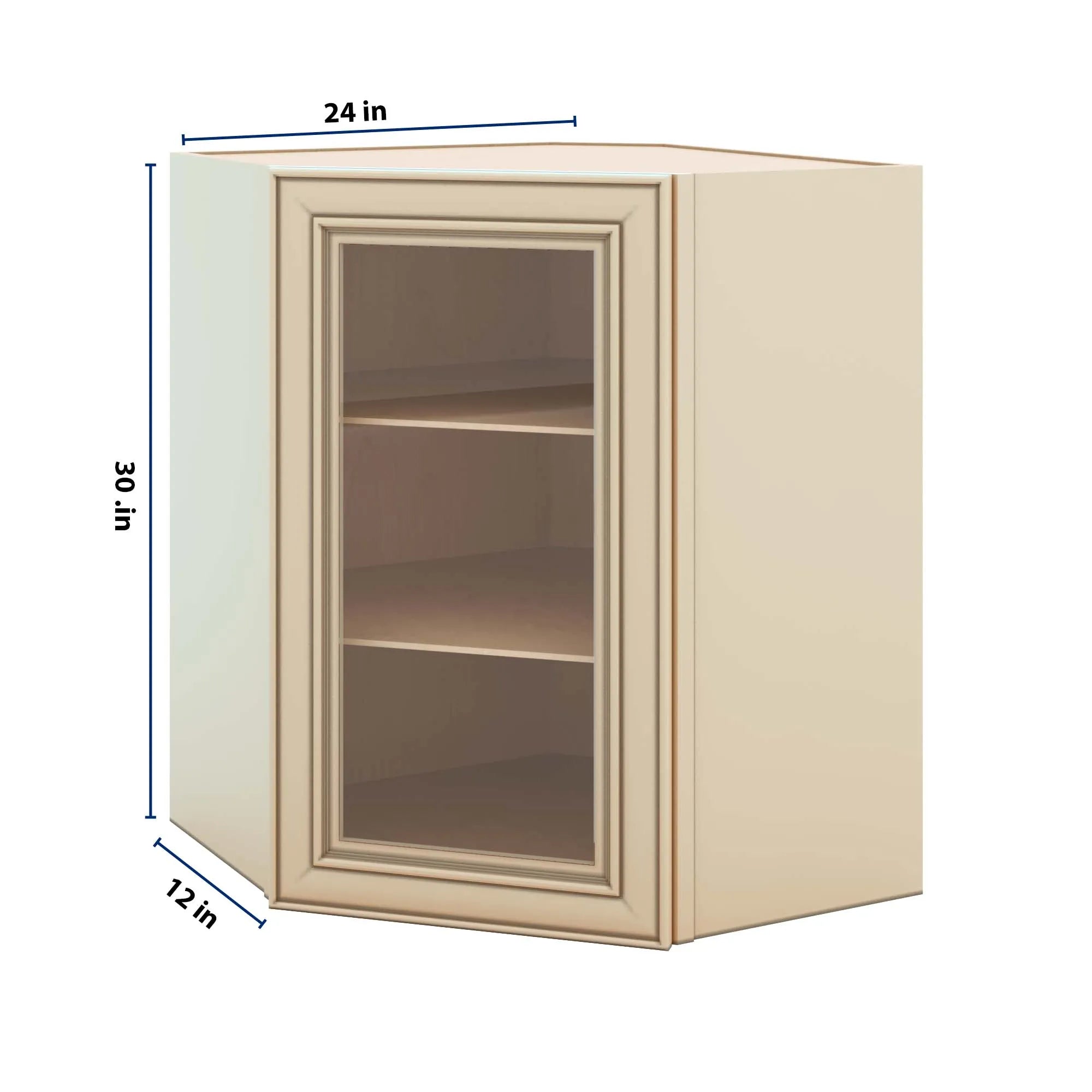 J&K Creme Glazed A7 Wall Diagonal Glass Insert- 24" W x 30" H (No Glass Insert)