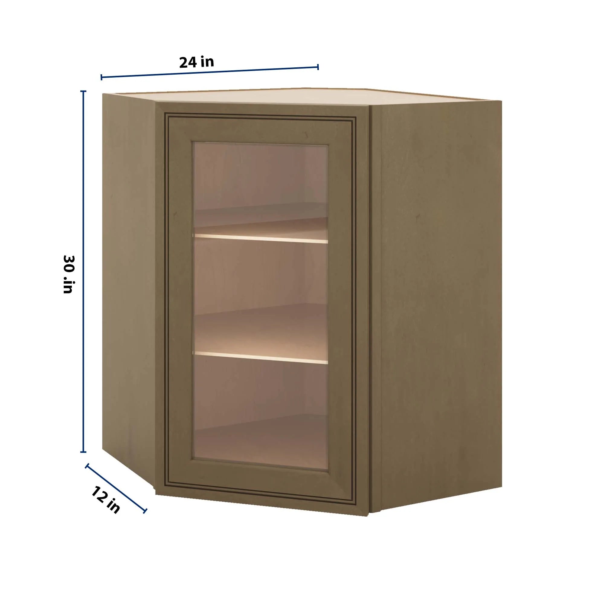 J&K Hazel H8 Wall Diagonal Glass Insert- 24" W x 30" H (No Glass Insert)