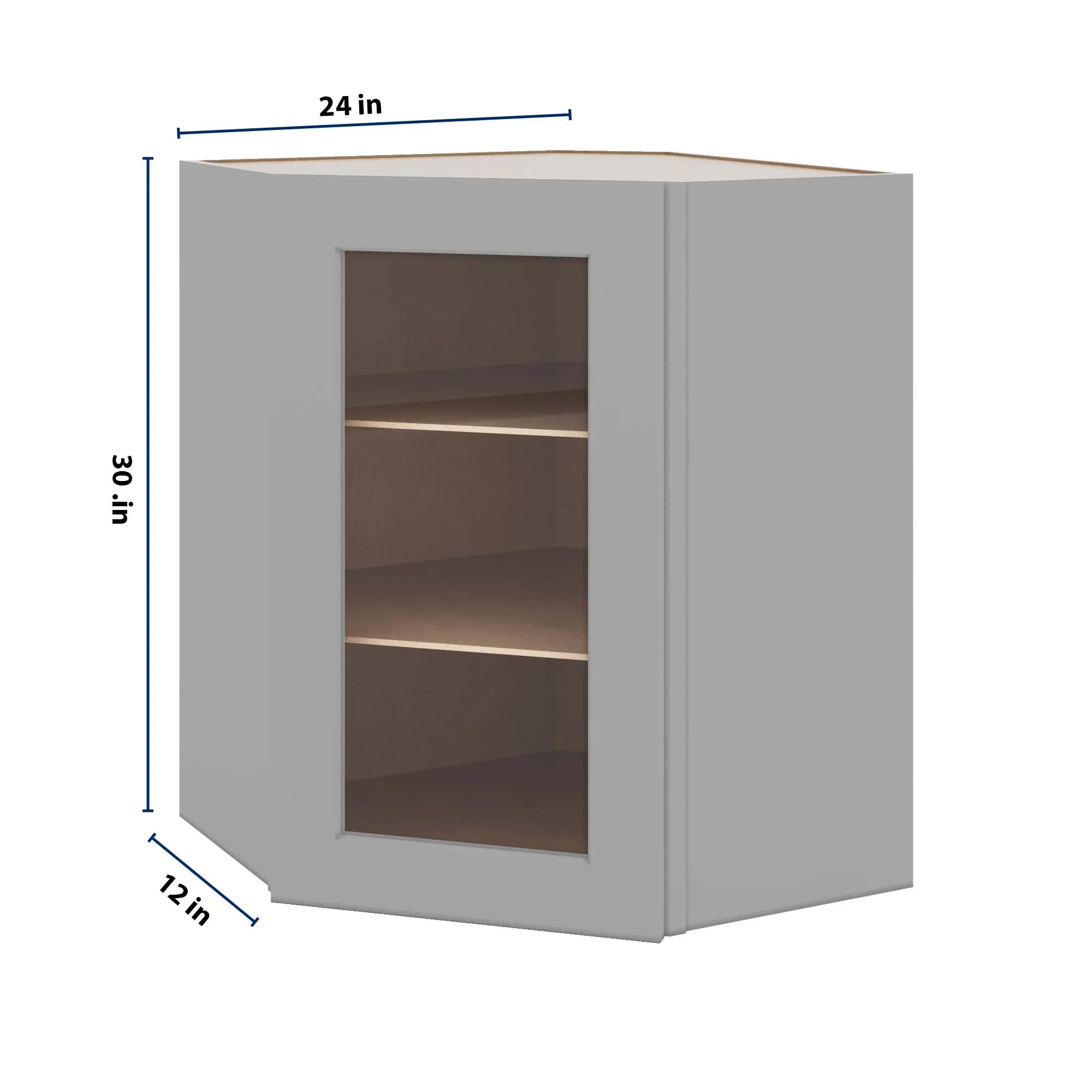 J&K Castle Grey S5 Wall Diagonal Glass Insert- 24" W x 30" H (No Glass Insert)