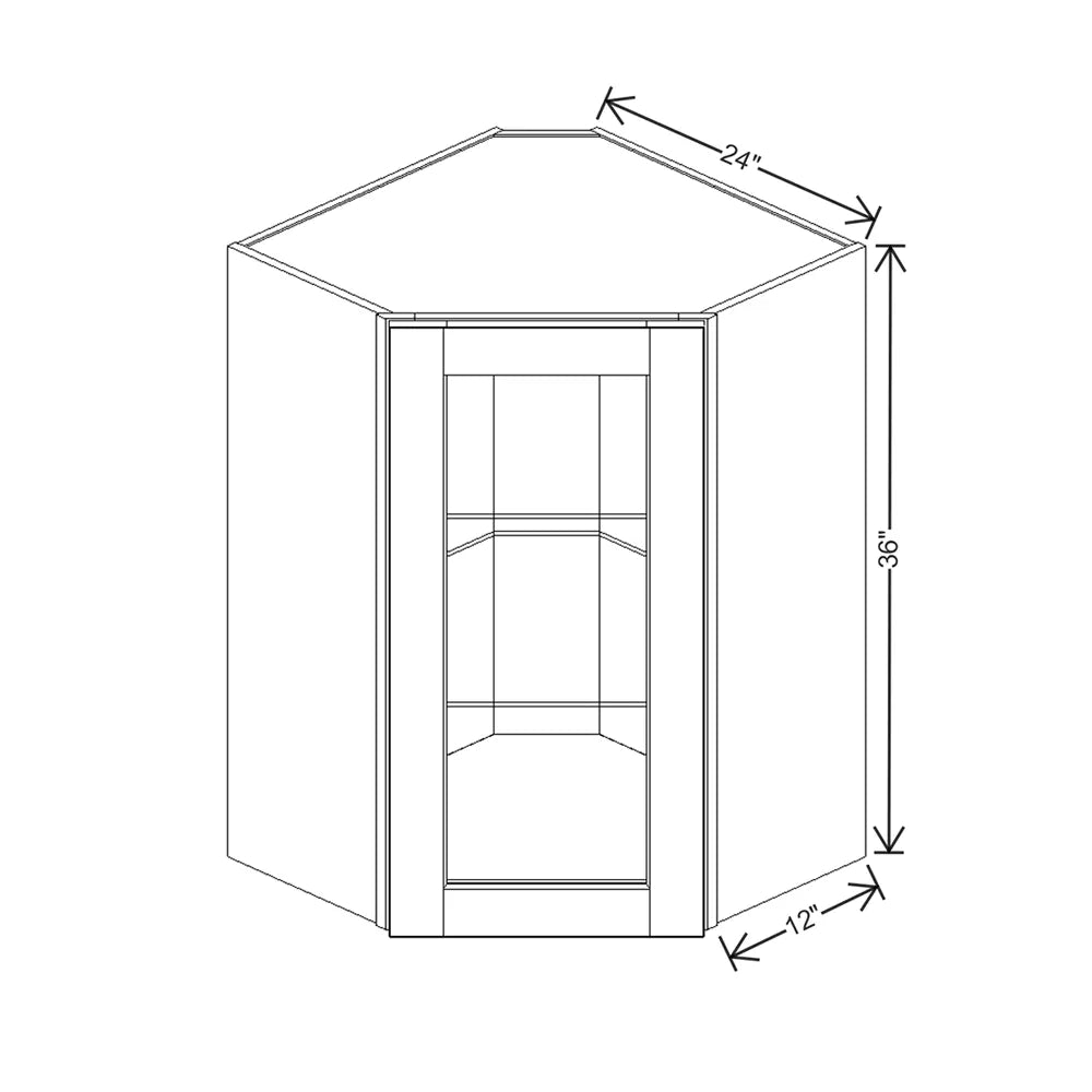 J&K Dove E1 Wall Diagonal Glass Insert- 24" W x 36" H (No Glass Insert)