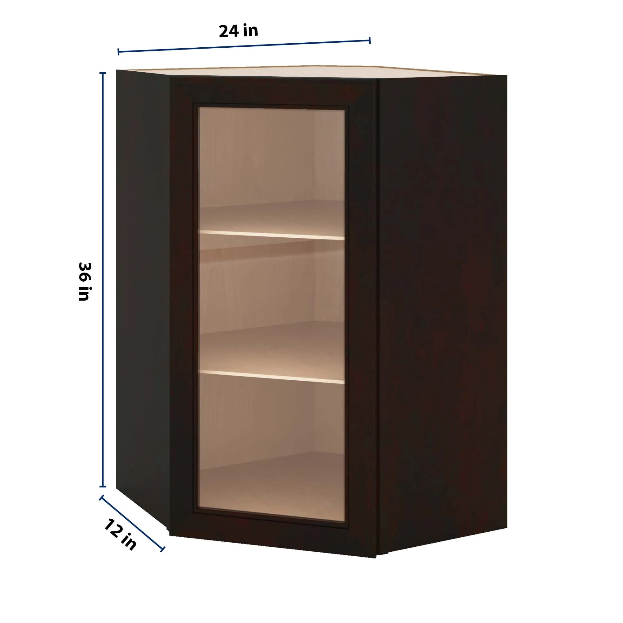 J&K Espresso K8 Wall Diagonal Glass Insert- 24" W x 36" H (No Glass Insert)