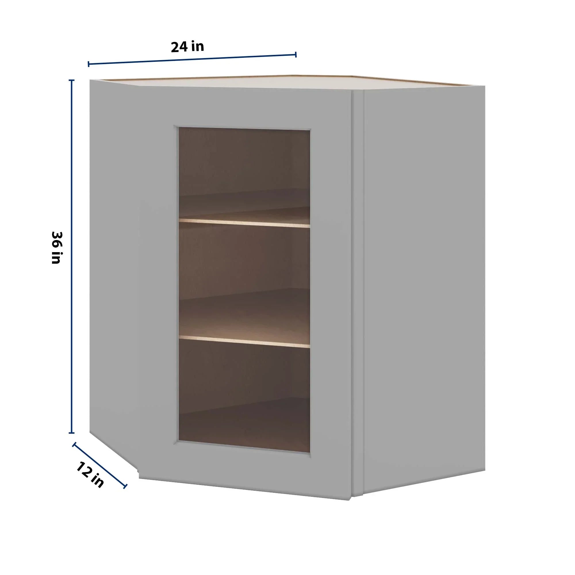 J&K Castle Grey S5 Wall Diagonal Glass Insert- 24" W x 36" H (No Glass Insert)