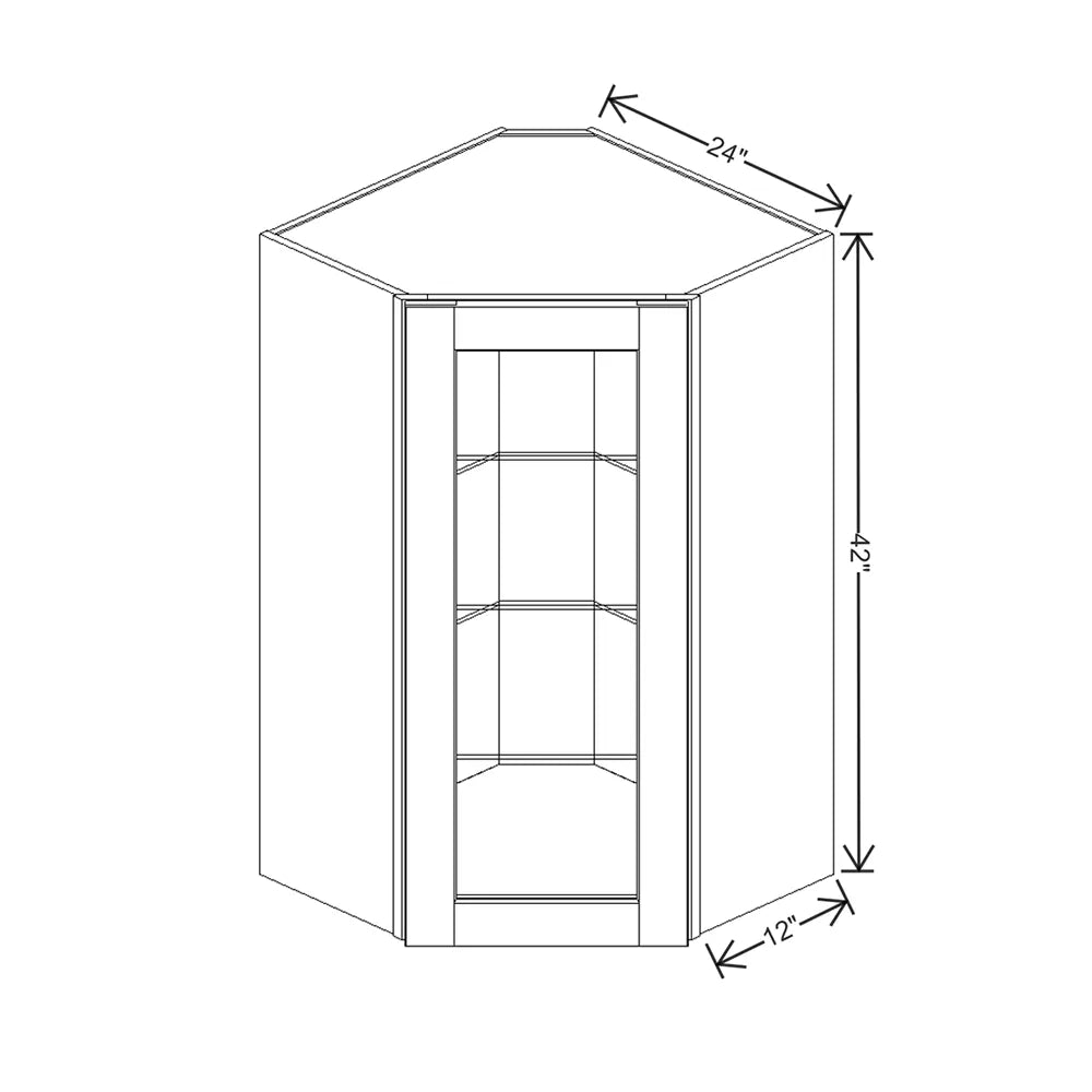 J&K Hazel H8 Wall Diagonal Glass Insert- 24" W x 42" H (No Glass Insert)