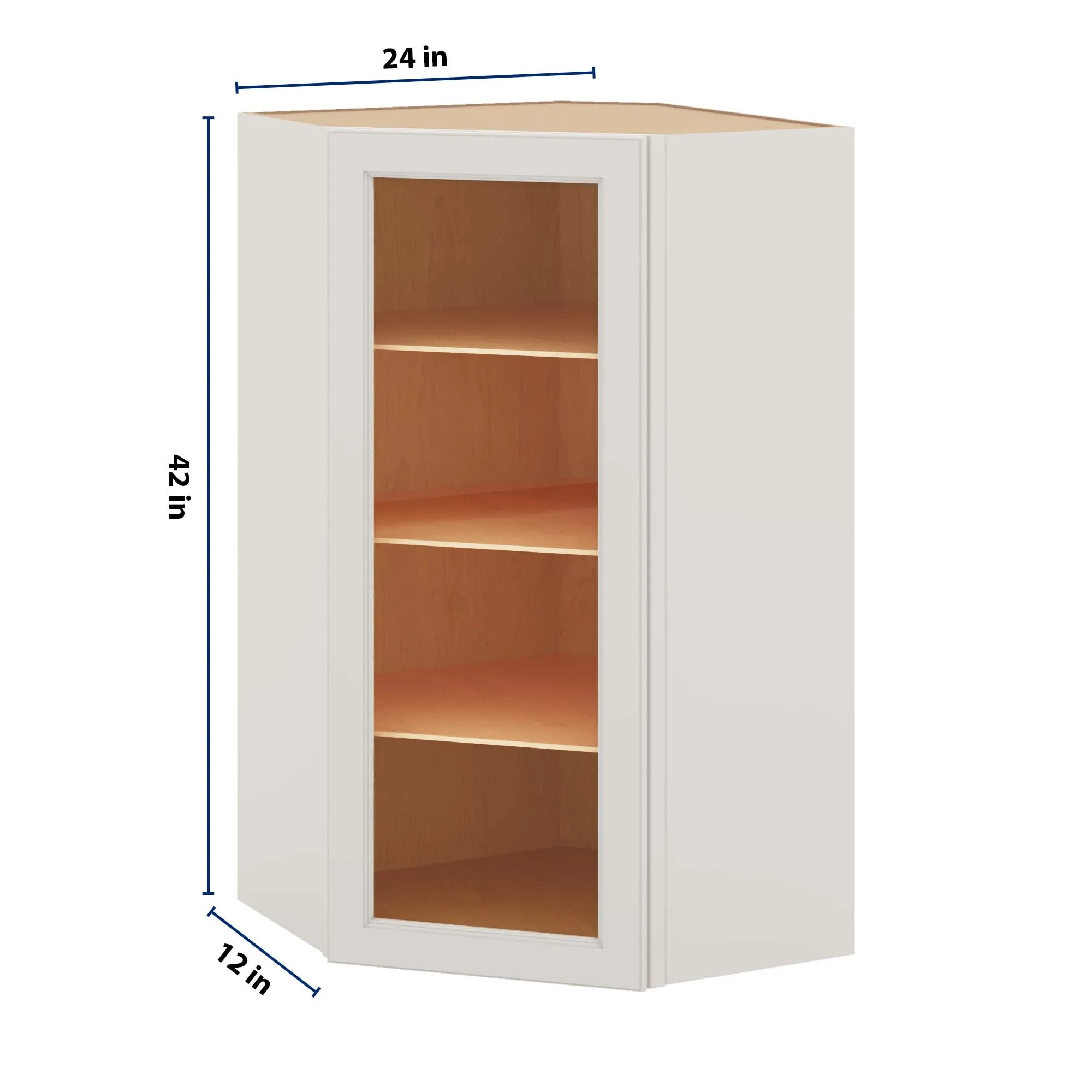 J&K Dove E1 Wall Diagonal Glass Insert- 24" W x 42" H (No Glass Insert)
