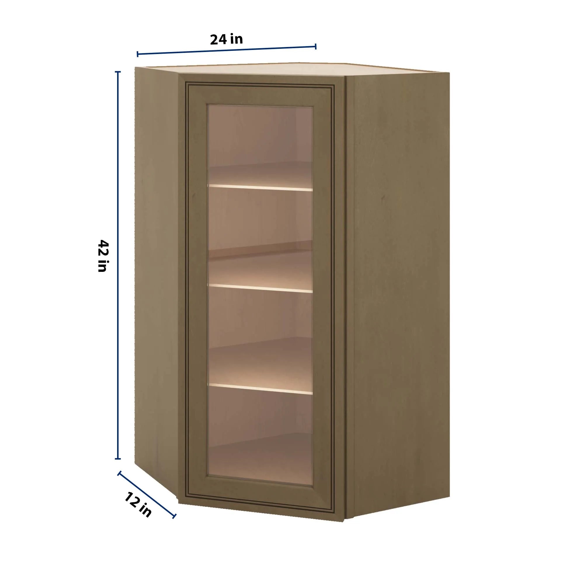 J&K Hazel H8 Wall Diagonal Glass Insert- 24" W x 42" H (No Glass Insert)