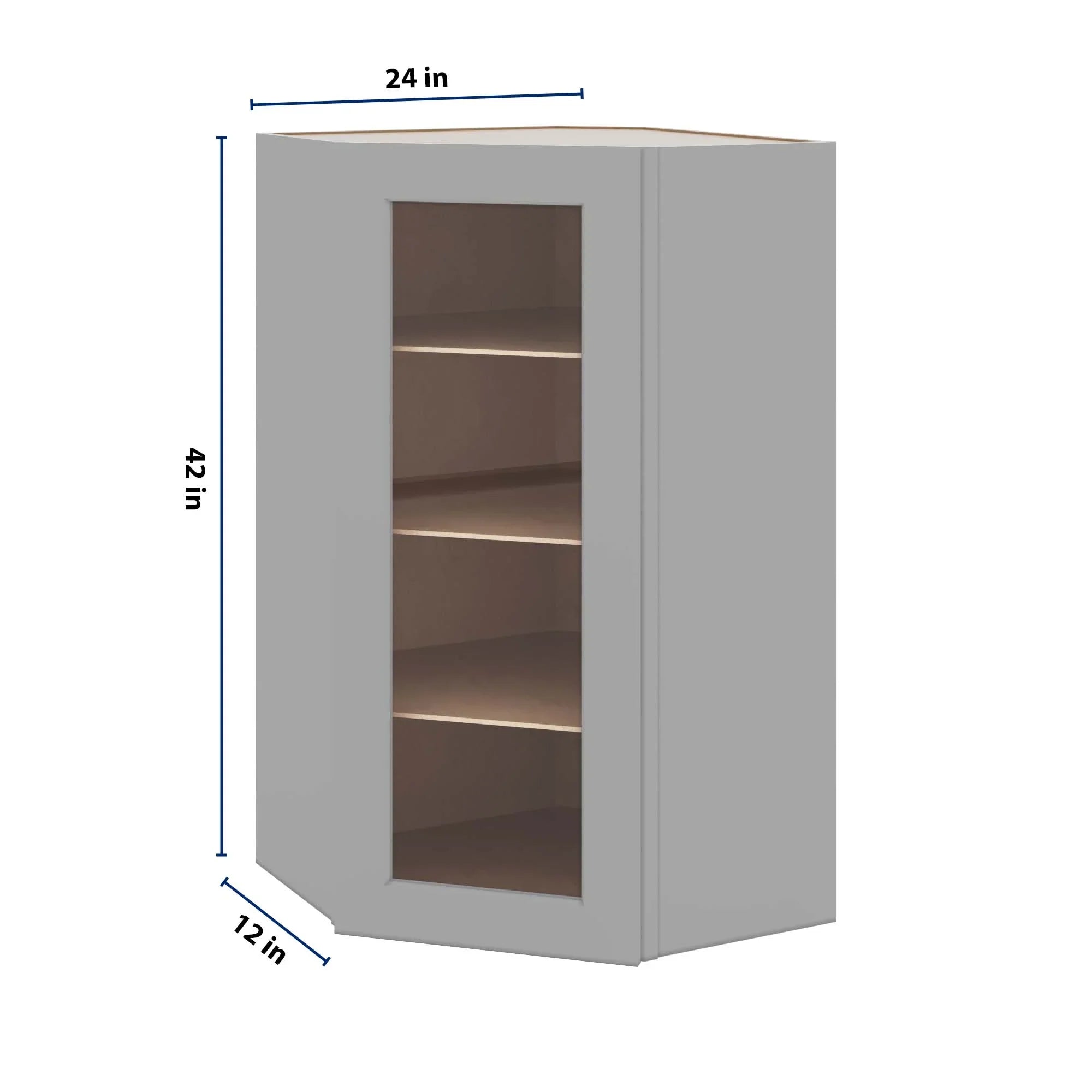 J&K Castle Grey S5 Wall Diagonal Glass Insert- 24" W x 42" H (No Glass Insert)