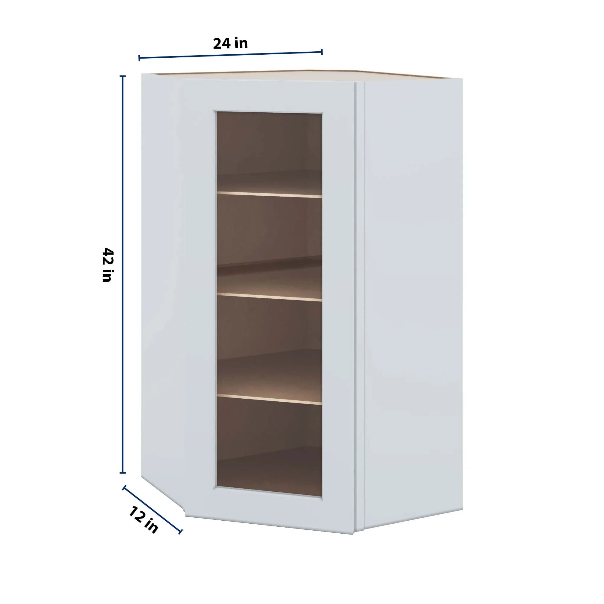 J&K White Shaker S8 Wall Diagonal Glass Insert- 24" W x 42" H (No Glass Insert)