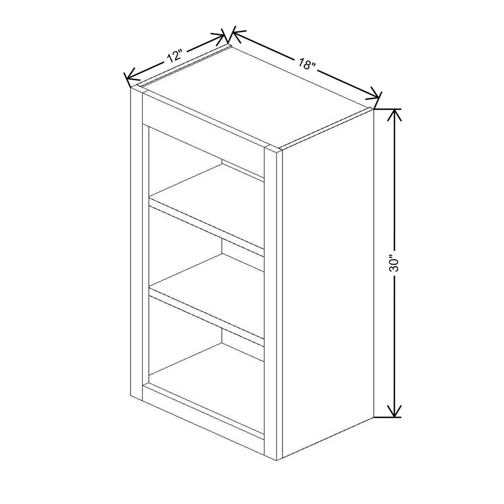 Fabuwood Allure Fusion Timber 18" W X 30" H X 12" D Wall Open Shelf Cabinet