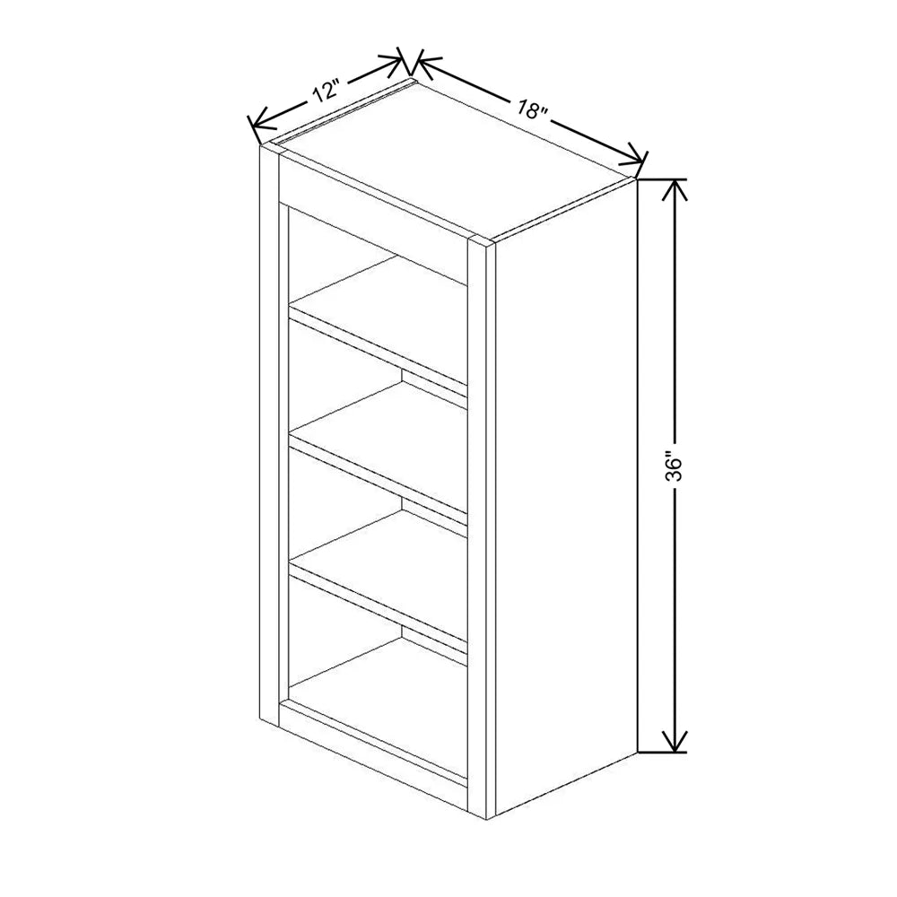 Fabuwood Allure Luna Desert Oak 18" W X 36" H X 12" D Wall Open Shelf Cabinet