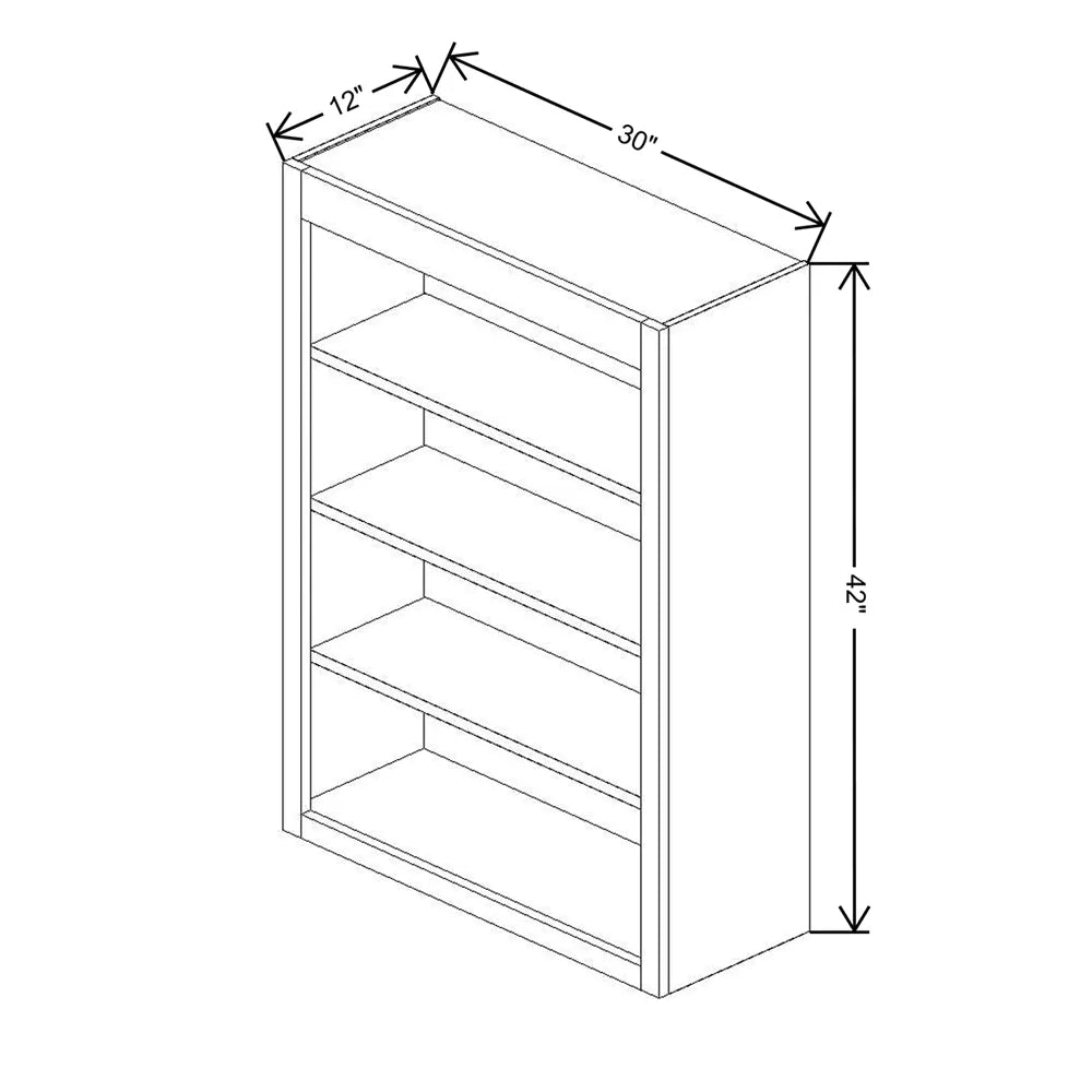 Fabuwood Allure Luna Desert Oak 30" W X 42" H X 12" D Wall Open Shelf Cabinet