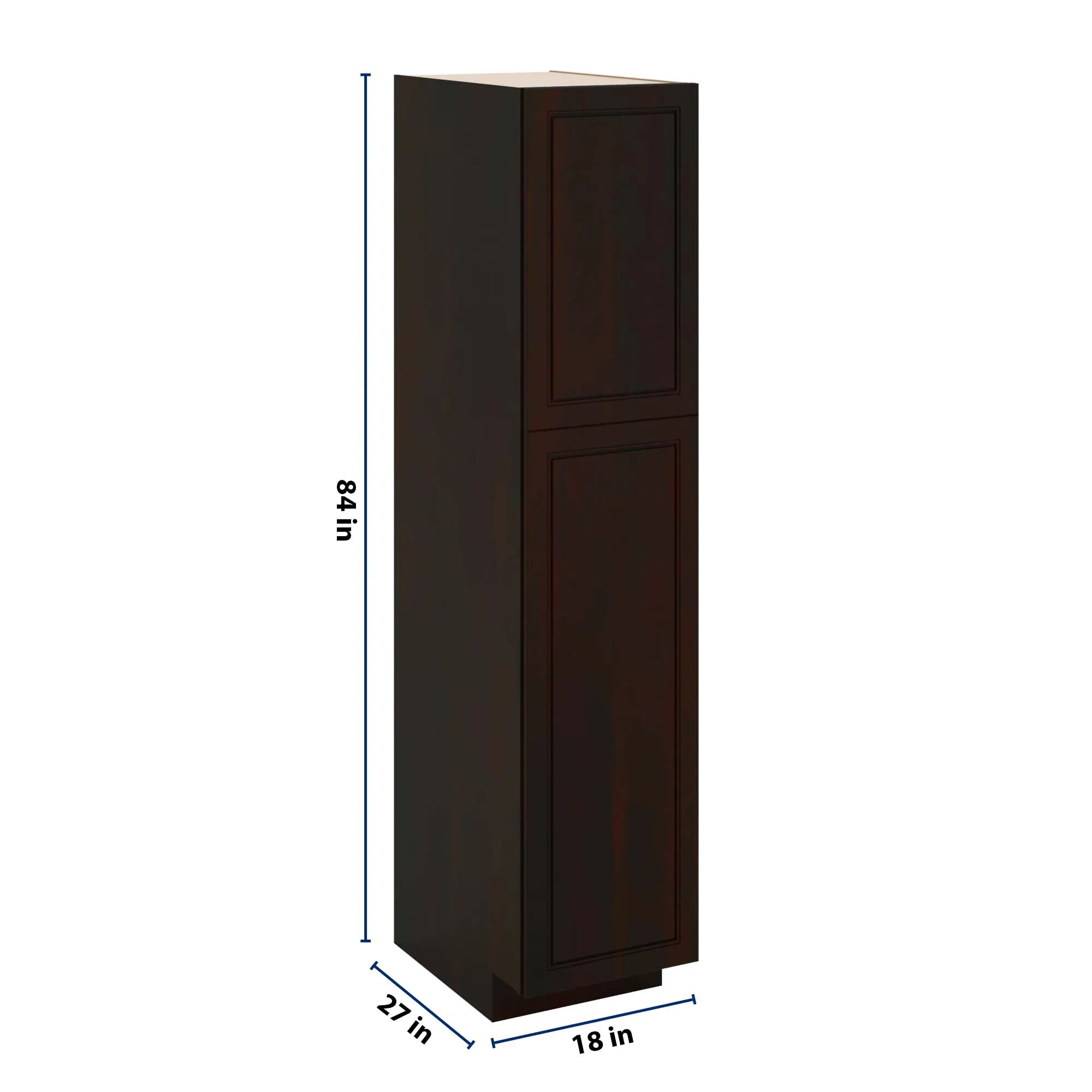 J&K Espresso K8 Pantry w/Roll-Out Trays 18" W x 84" H x 27" D