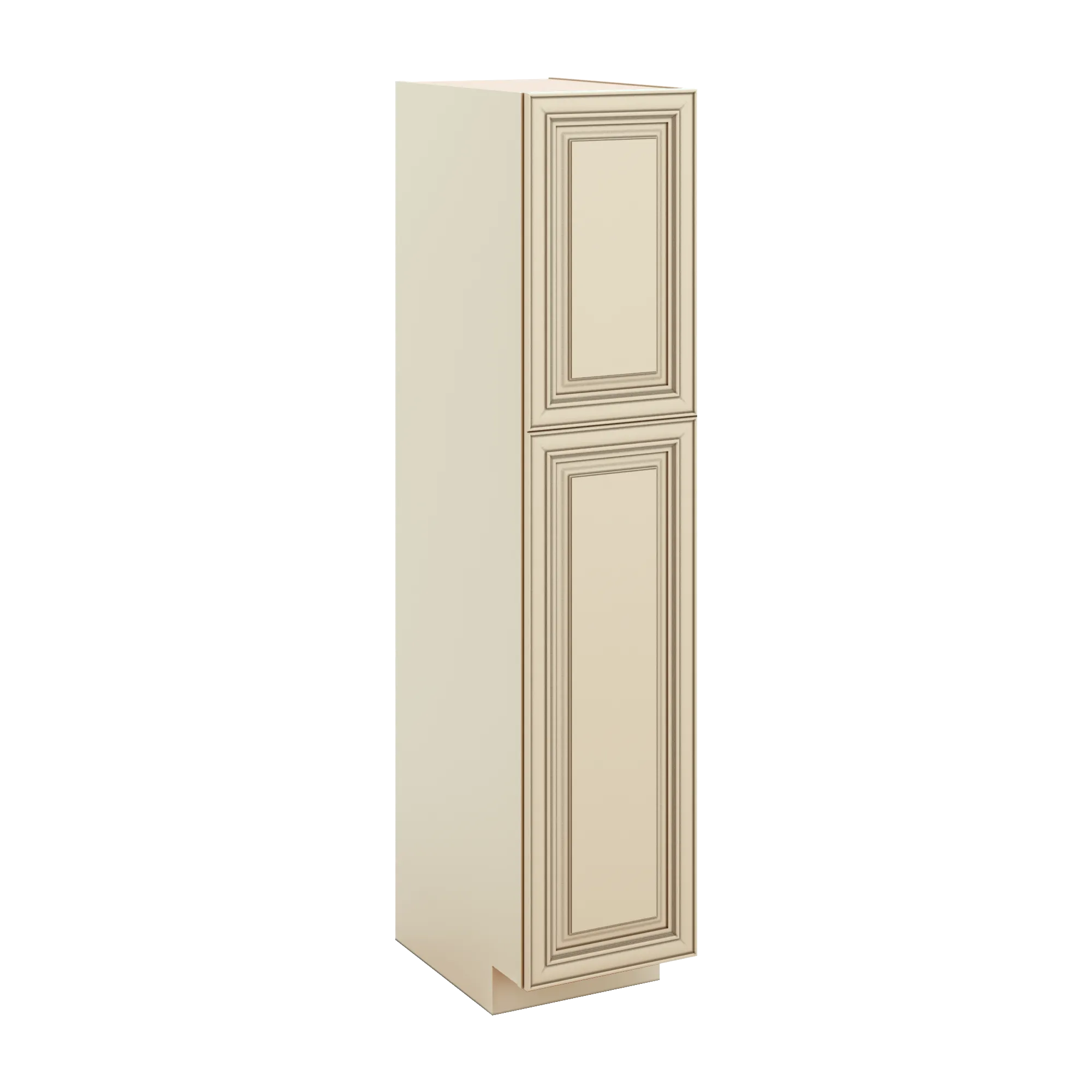 J&K Creme Glazed A7 Pantry w/Roll-Out Trays 18" W x 84" H x 27" D