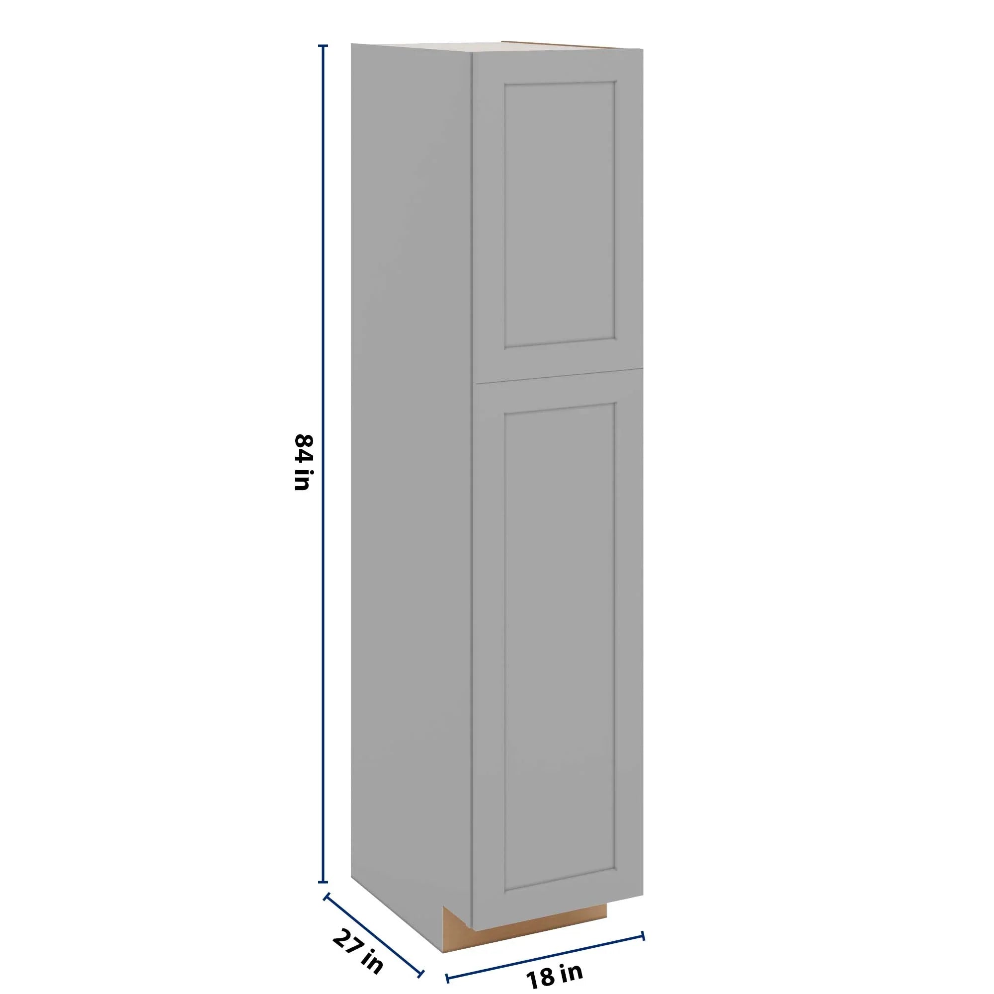 J&K Castle Grey S5 Pantry w/Roll-Out Trays 18" W x 84" H x 27" D