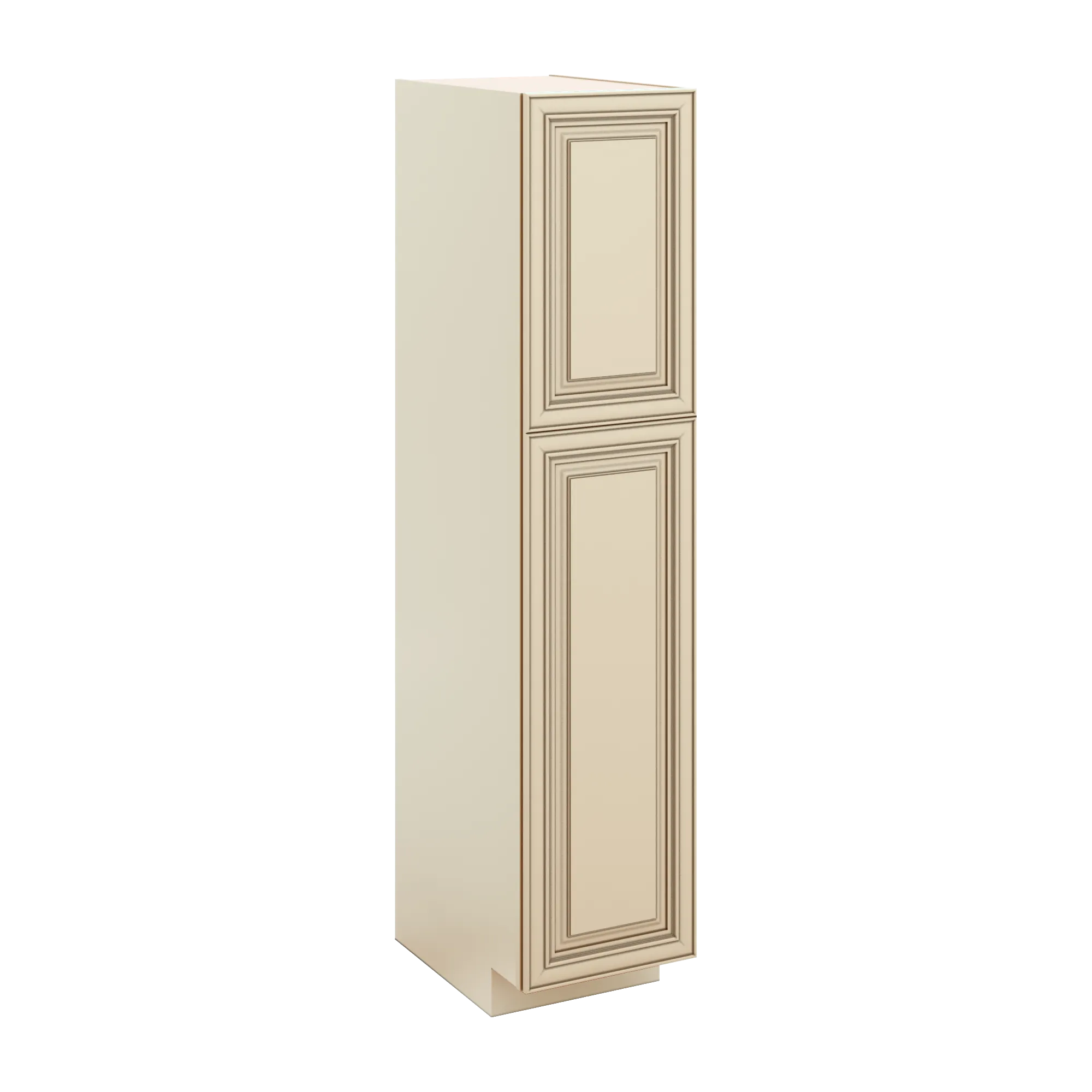 J&K Creme Glazed A7 Pantry w/Roll-Out Trays 18" W x 90" H x 27" D