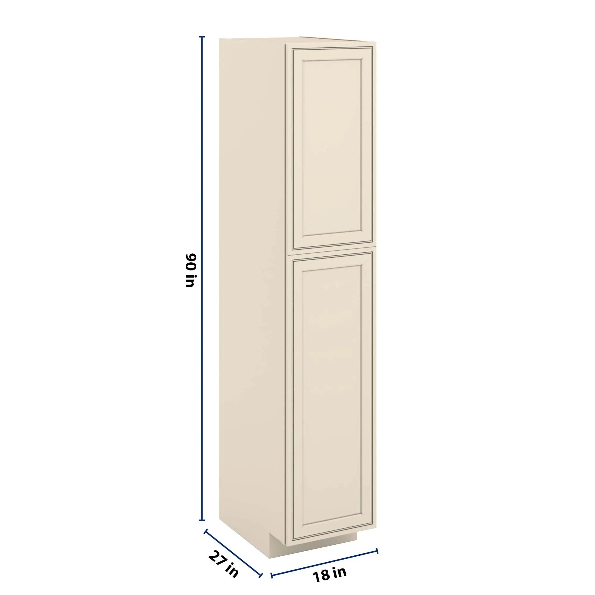 J&K Pearl Glazed H9 Pantry w/Roll-Out Trays 18" W x 90" H x 27" D