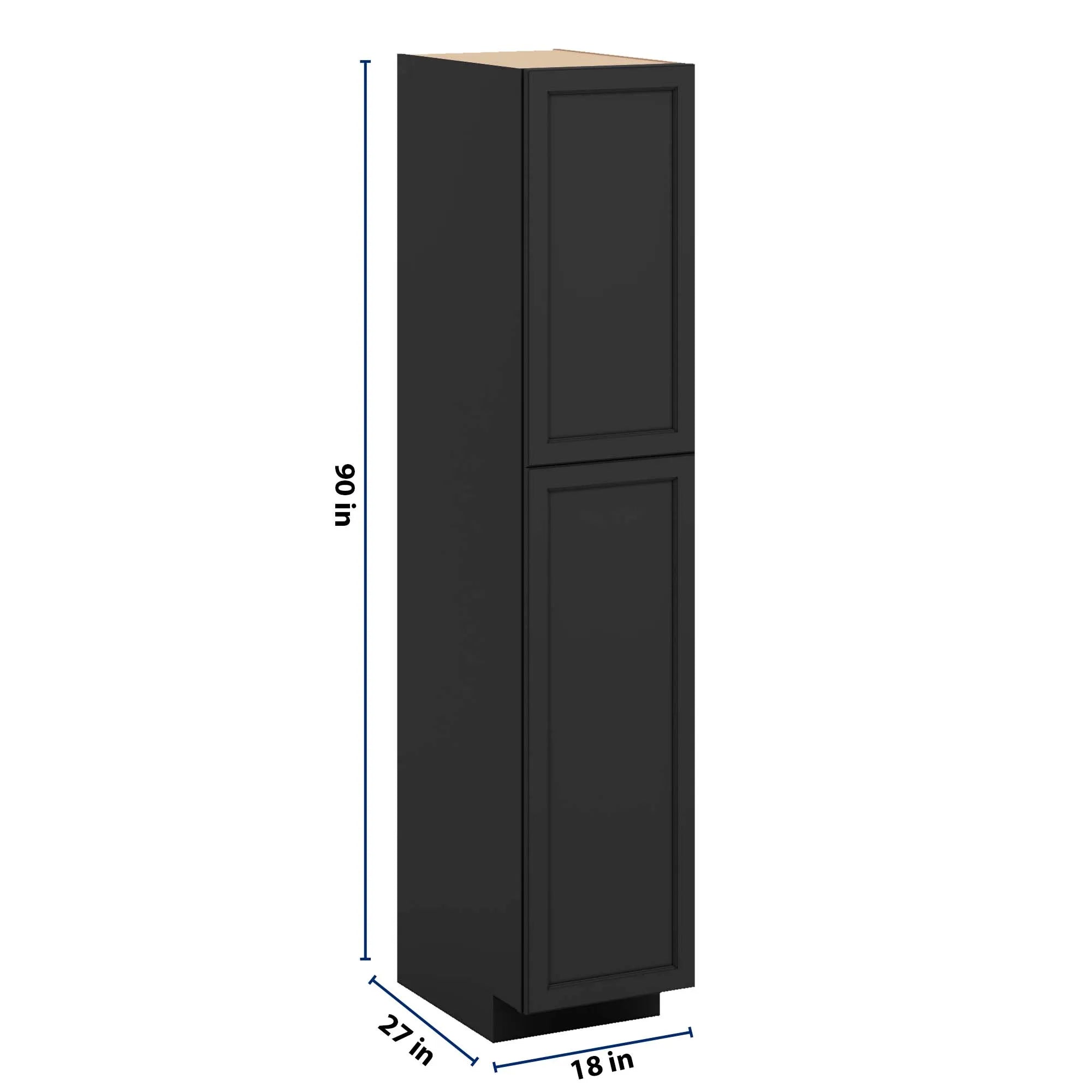 J&K Charcoal E2 Pantry w/Roll-Out Trays 18" W x 90" H x 27" D