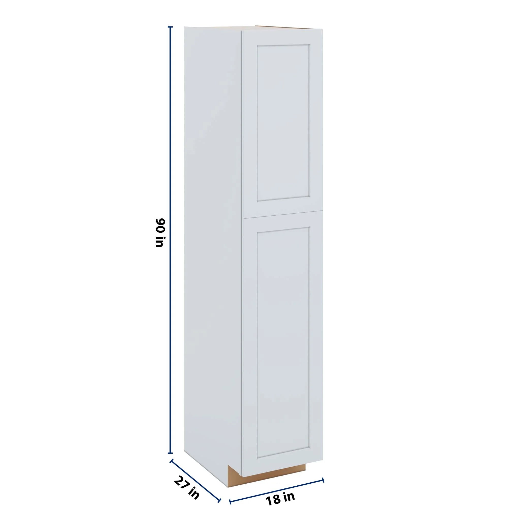 J&K White Shaker S8 Pantry w/Roll-Out Trays 18" W x 90" H x 27" D