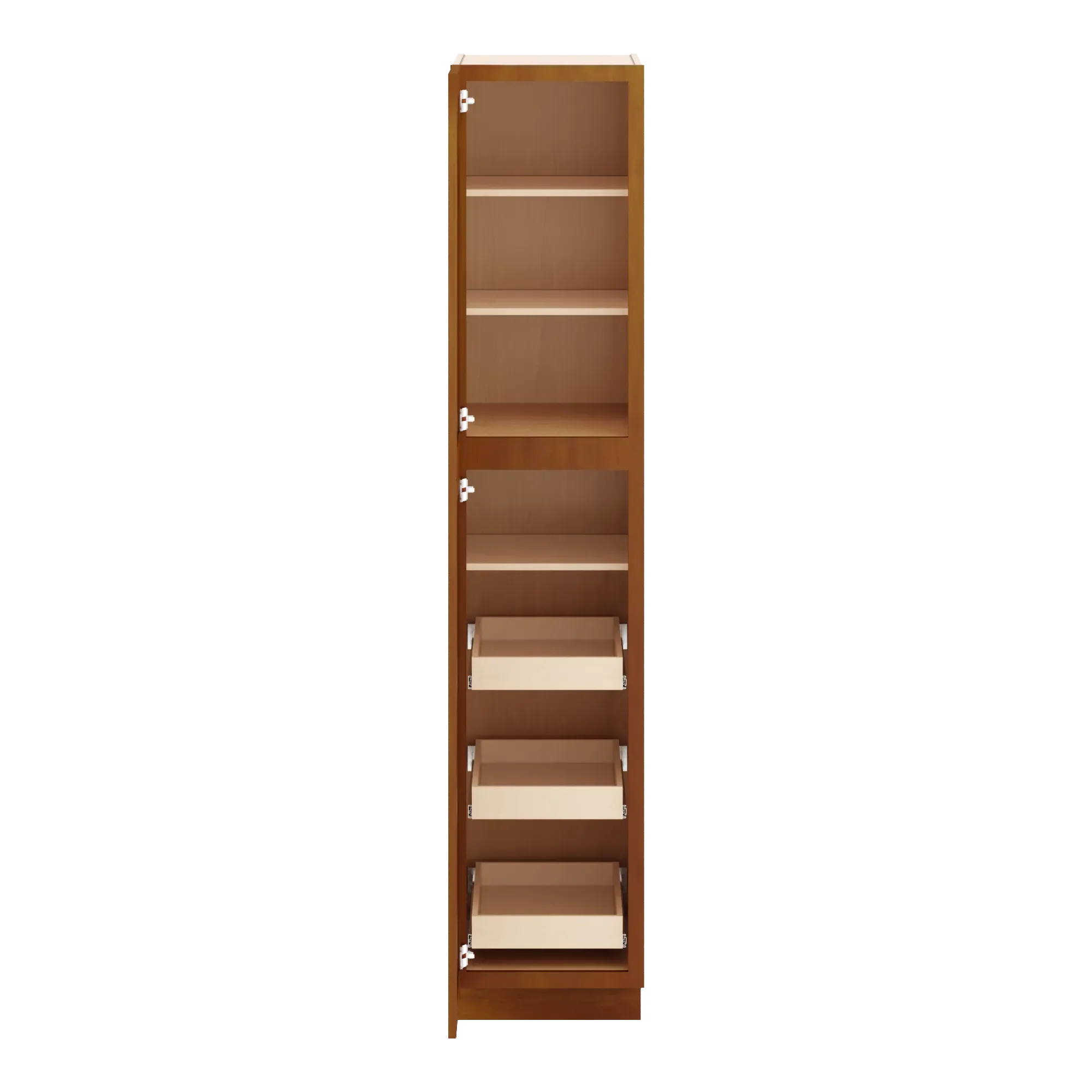 j k mocha glazed k10 pantry w roll out trays 18 w x 90 h x 27 d