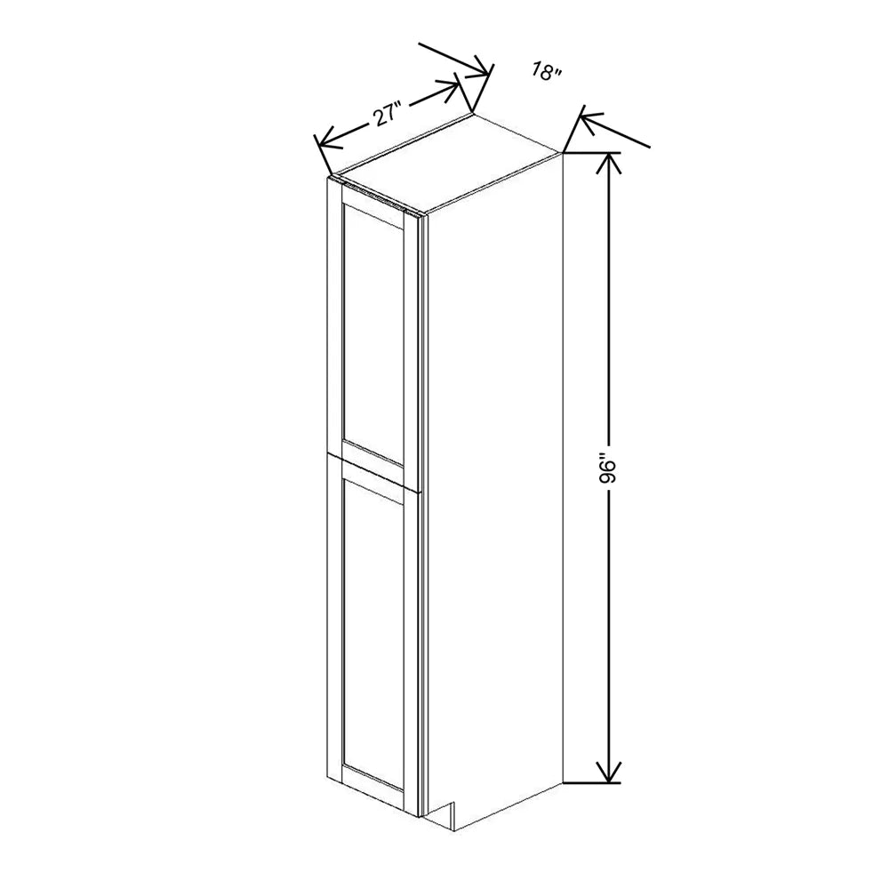 J&K Pebble B6 Pantry w/Roll-Out Trays 18" W x 96" H x 27" D