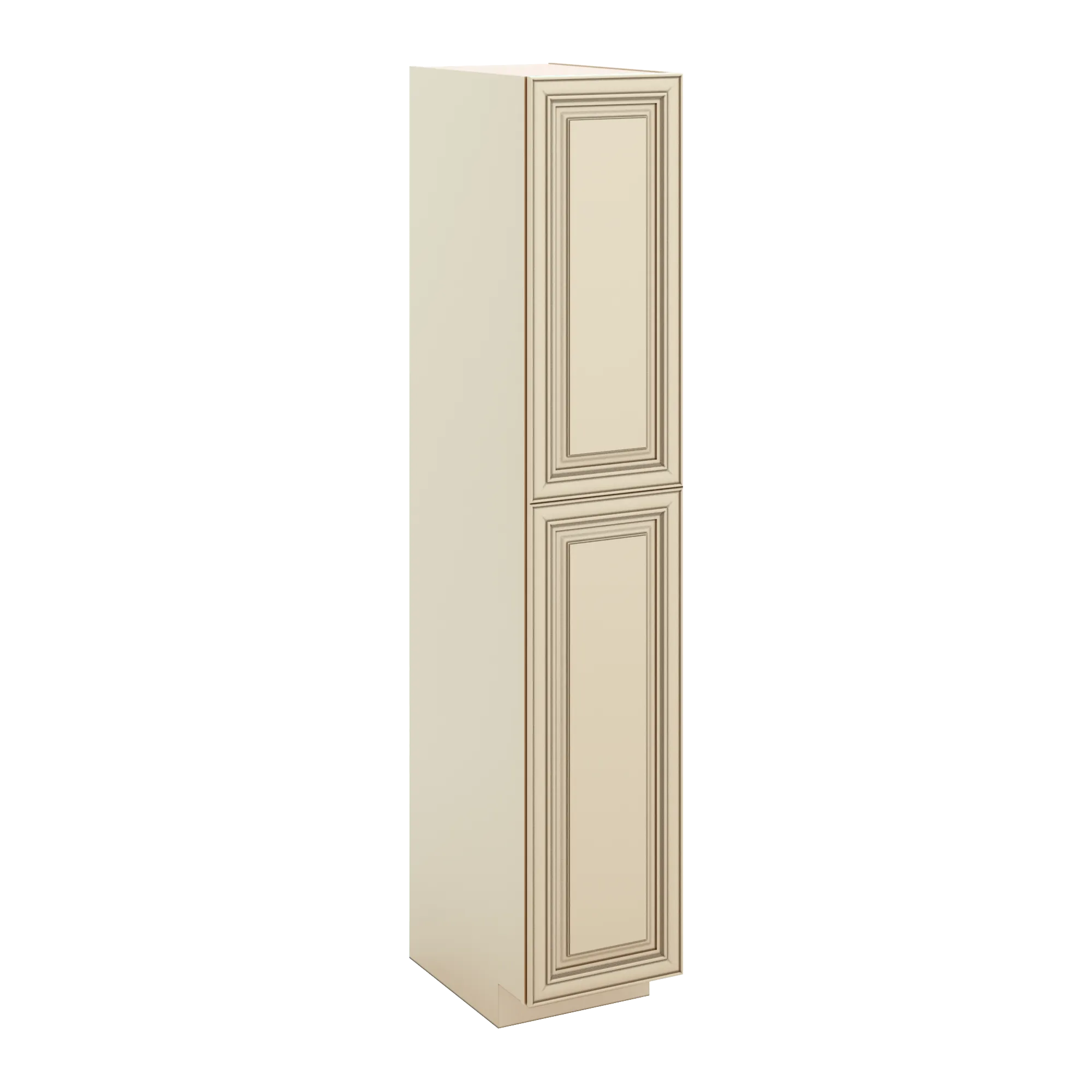 J&K Creme Glazed A7 Pantry w/Roll-Out Trays 18" W x 96" H x 27" D
