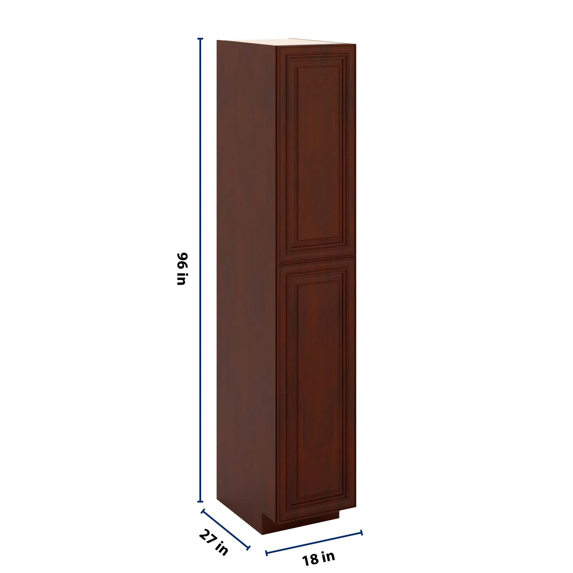 J&K Mahogany J5 Pantry w/Roll-Out Trays 18" W x 96" H x 27" D
